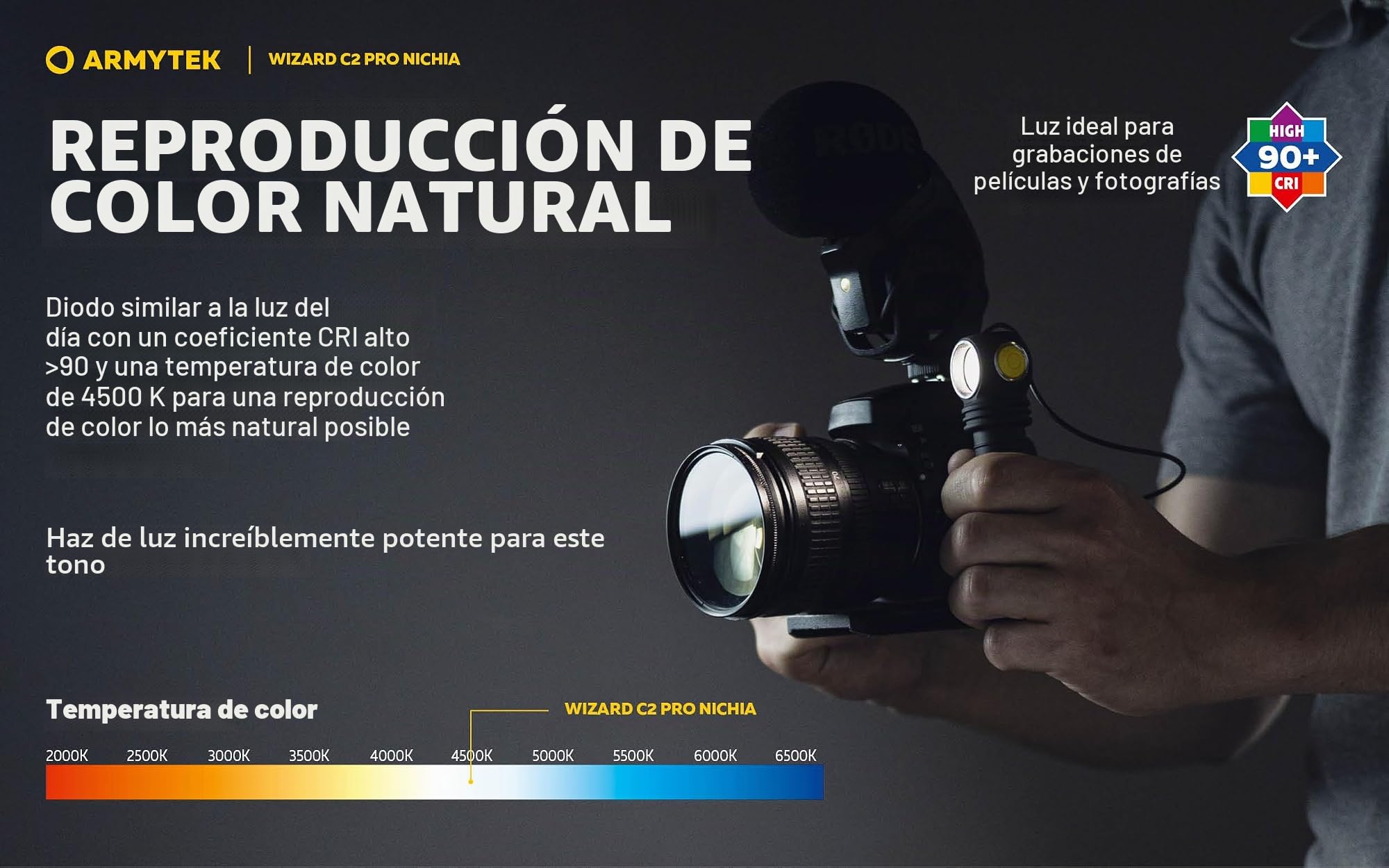 Armytek Wizard C2 Pro Nichia LED blanco cálido linterna frontal magnética USB multifunción linterna
