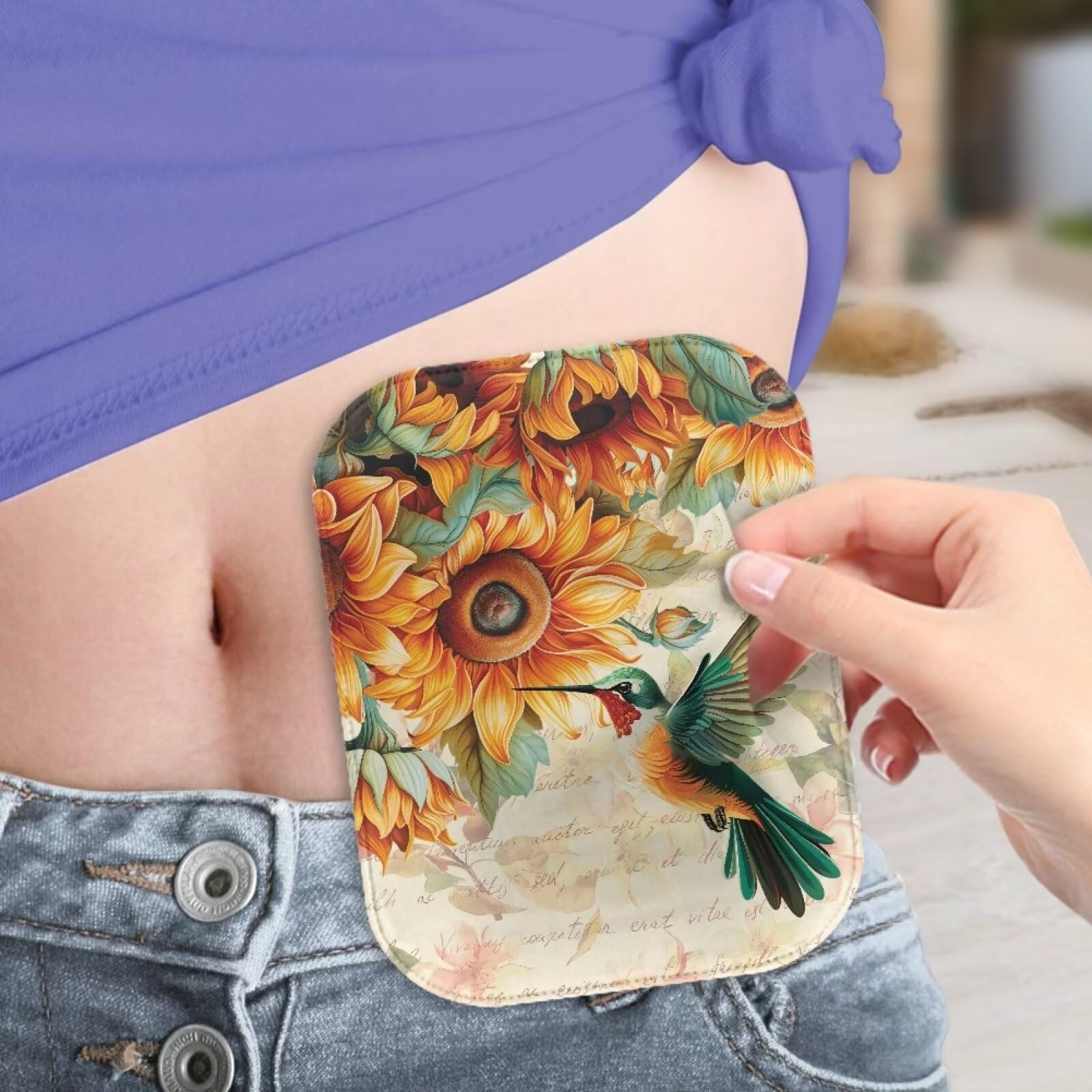 Uorisanigo Colostomy Bags Supplies Washable Ostomy Bag Covers Sunflower Hummingbird Odor Reducing Lightweight Ostomy Pouch Protective Bags Cover Care Protector