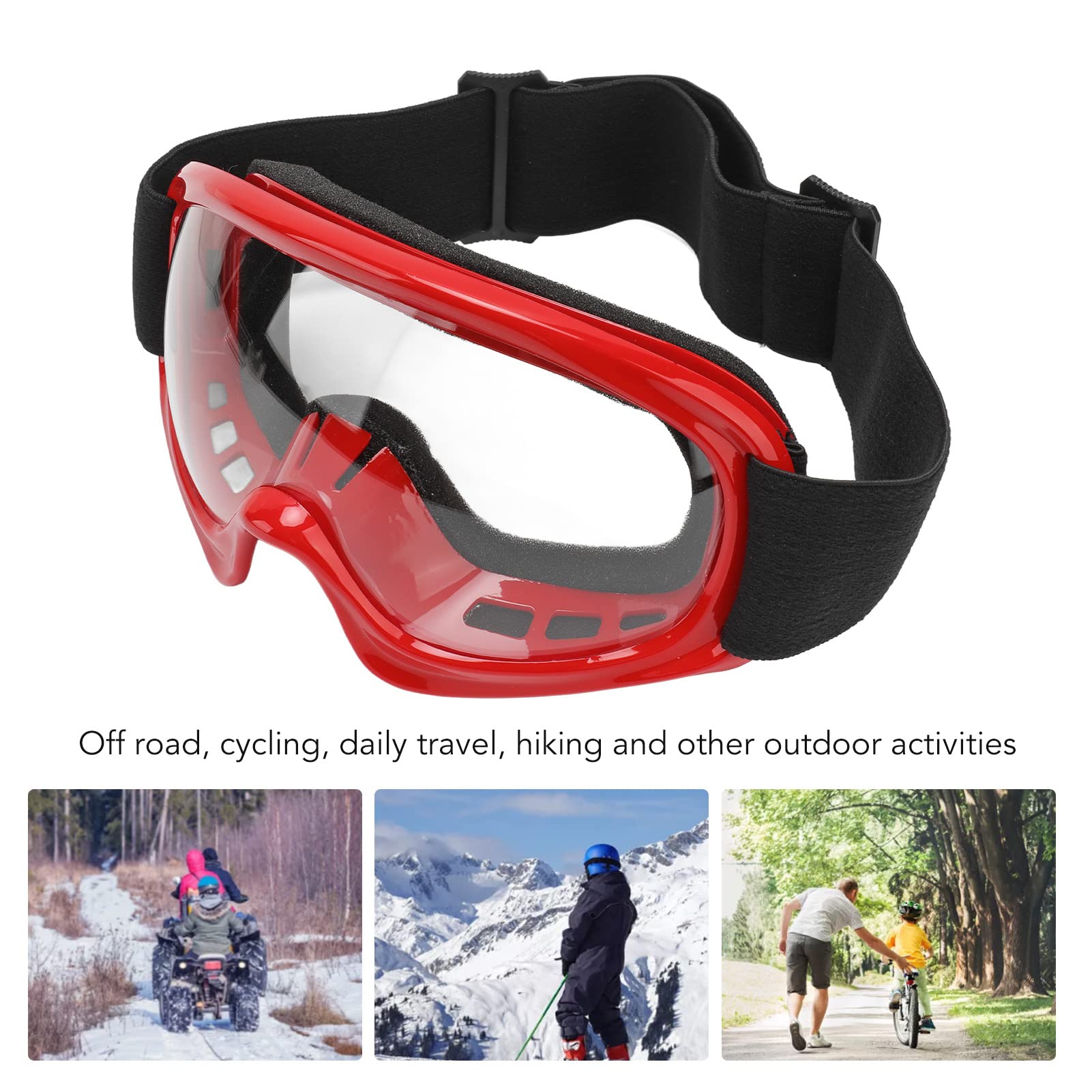 Gogle Pwshymi Dirt Bike, Gogle narciarskie dla dzieci, Profesjonalne, wiatroszczelne, do jazdy na rowerze na świeżym powietrzu, do jazdy na nartach, do jazdy na motocyklu terenowym (czarne) (czer