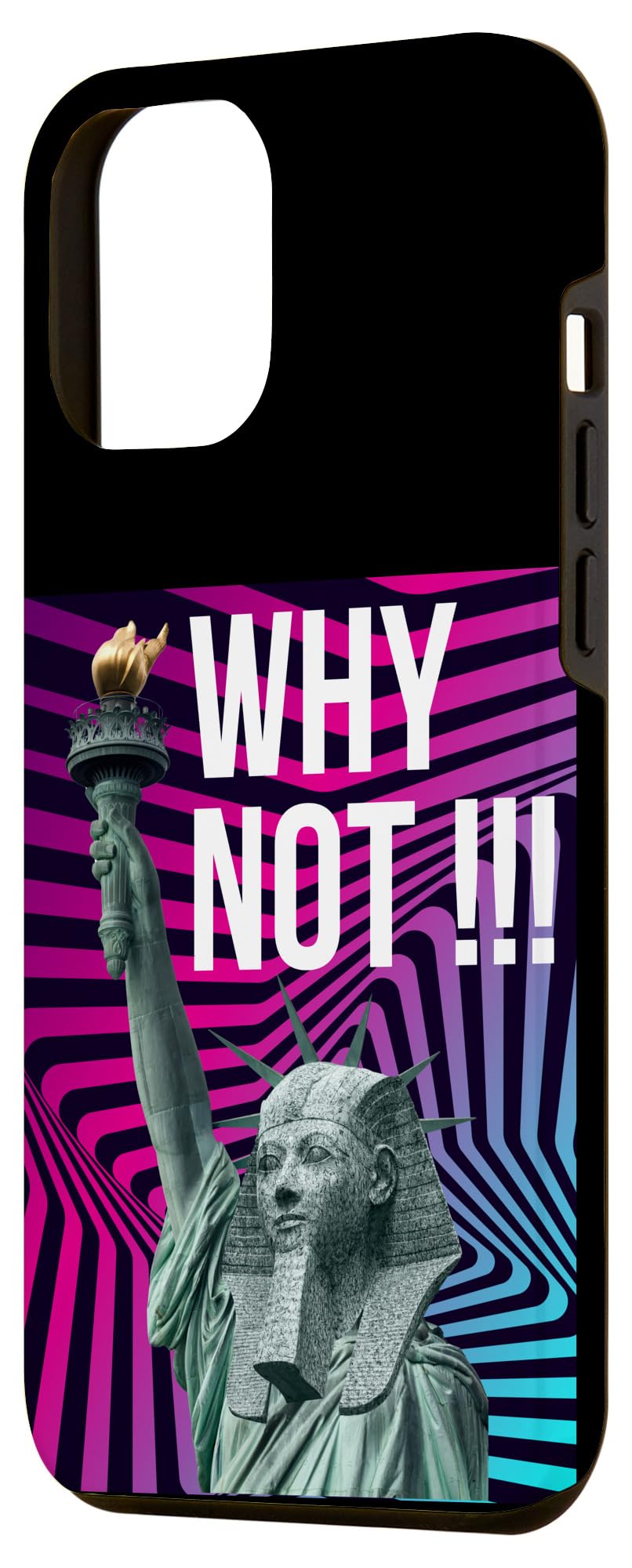 iPhone 13 Pro Max Why Not Funny Cool Statue Of Liberty Sphinx Illustration Case - Image 2