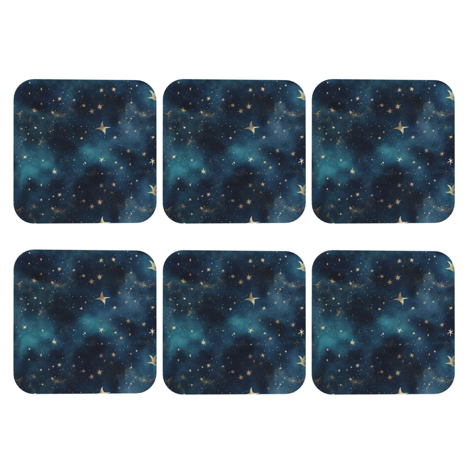 6pcs Leather Coasters for Drinks, Night Sky Stars Drink Coasters for Tabletop Protection, 4" Cup Coasters for Coffee Table Decor, Non-Slip Drinking Cup Mat for Hot Or Cold Drink