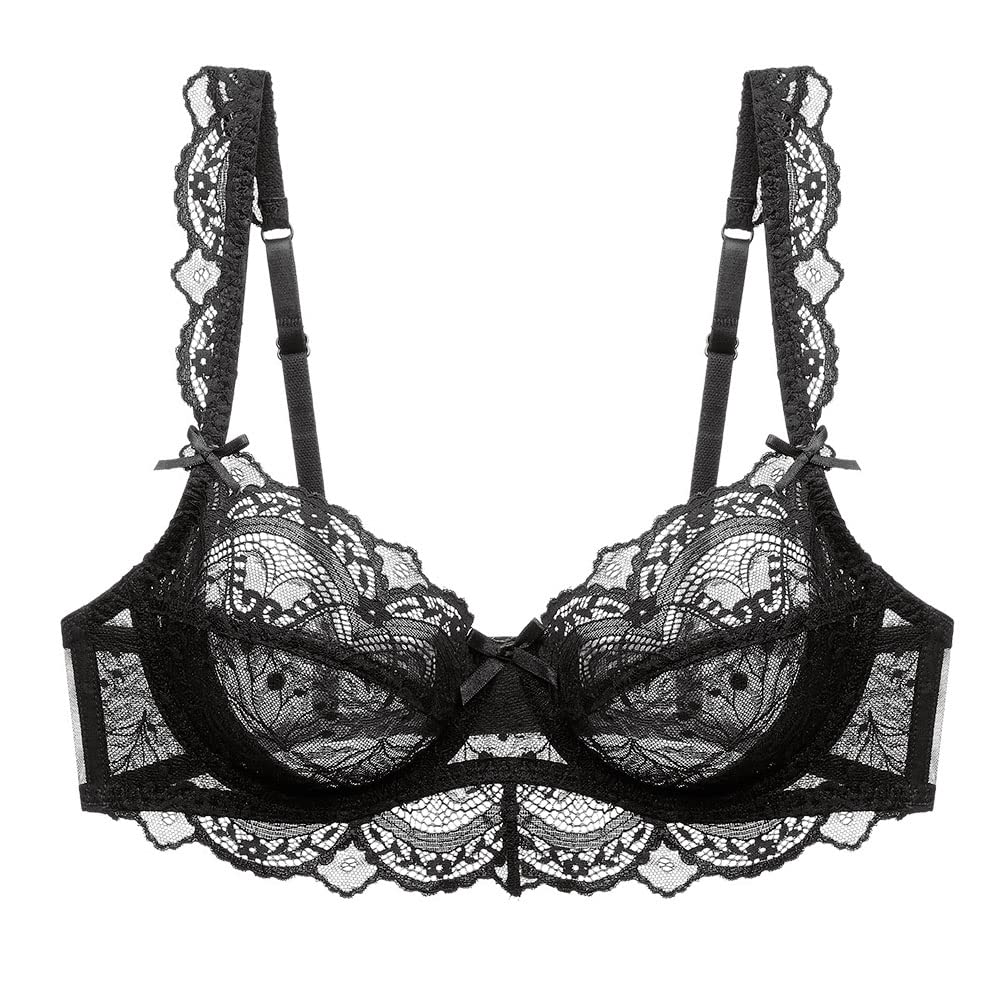 Women's Lace Balconette Bra Underwire Non-Padded Soft Cup Comfort Everyday Bras