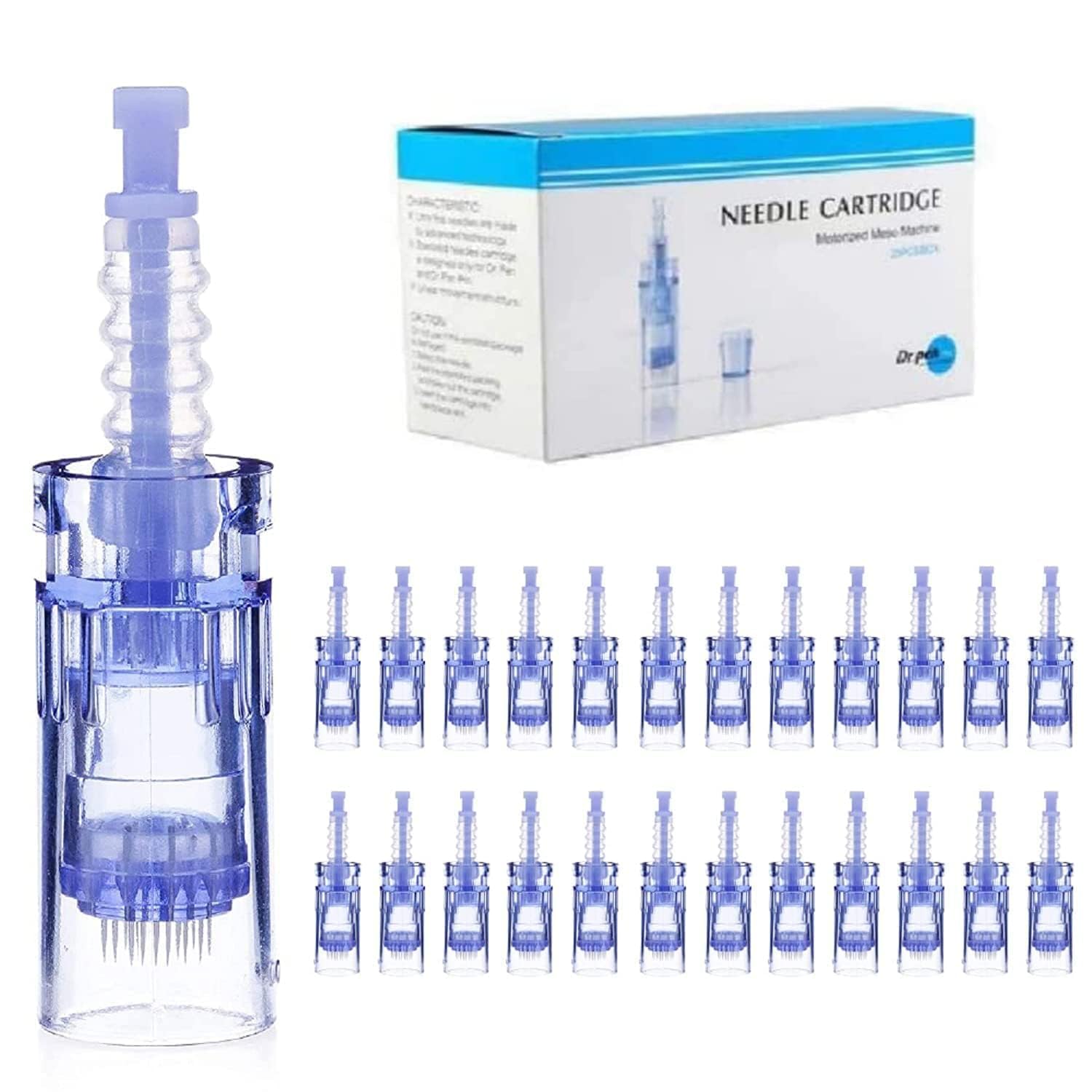 JJONENeedle Cartridge, Disposable Cartridges Needles Microneedling, Replacement Cartridge Needles for Derma Pen Ultima A6 Micro Needles (36Pin, Blue 25pcs)
