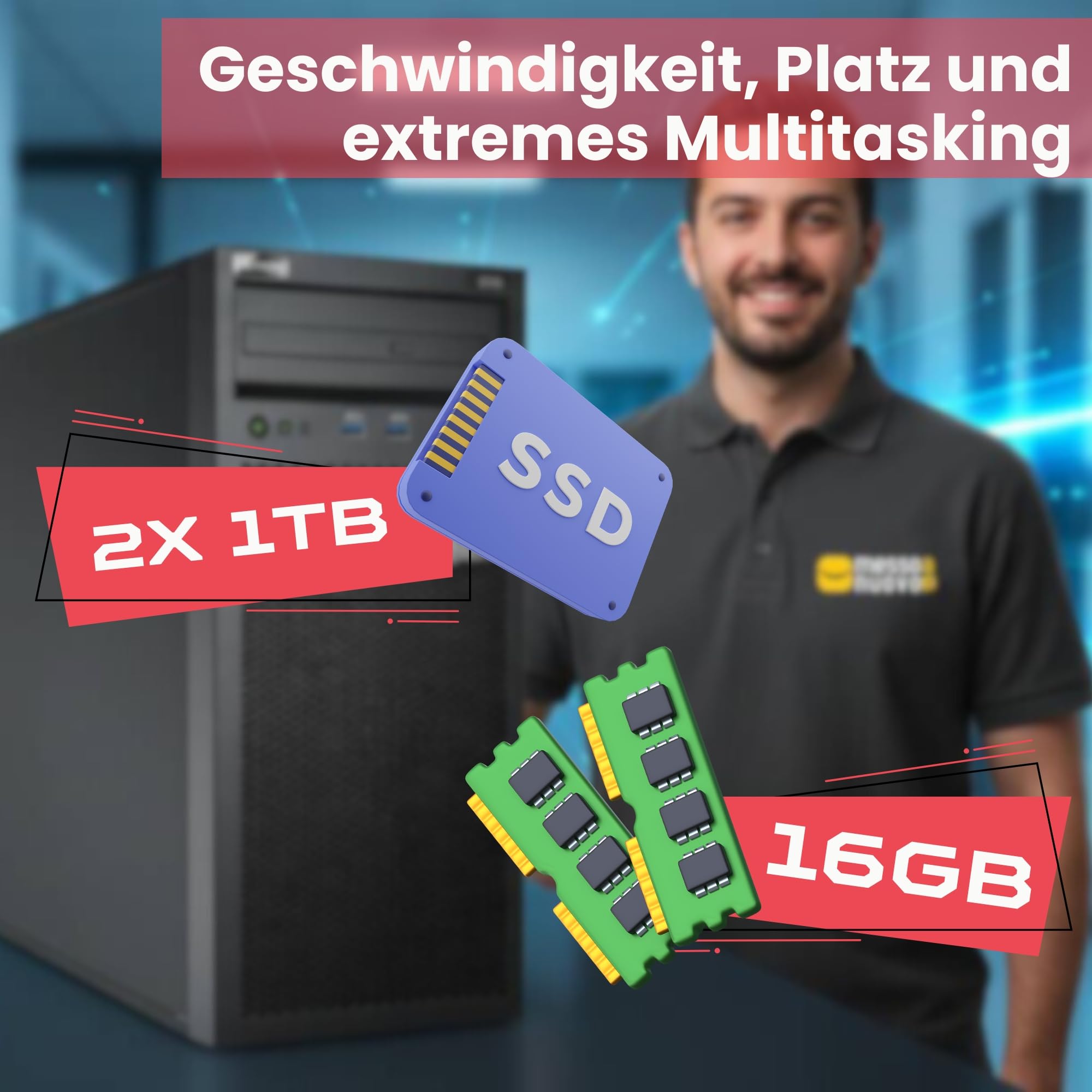 Lenovo ThinkSystem ST50 Server Intel Xeon E-2224G 16 GB ECC RAM 2×1 TB SSD Win Server 2025 Standard Generalüberholt