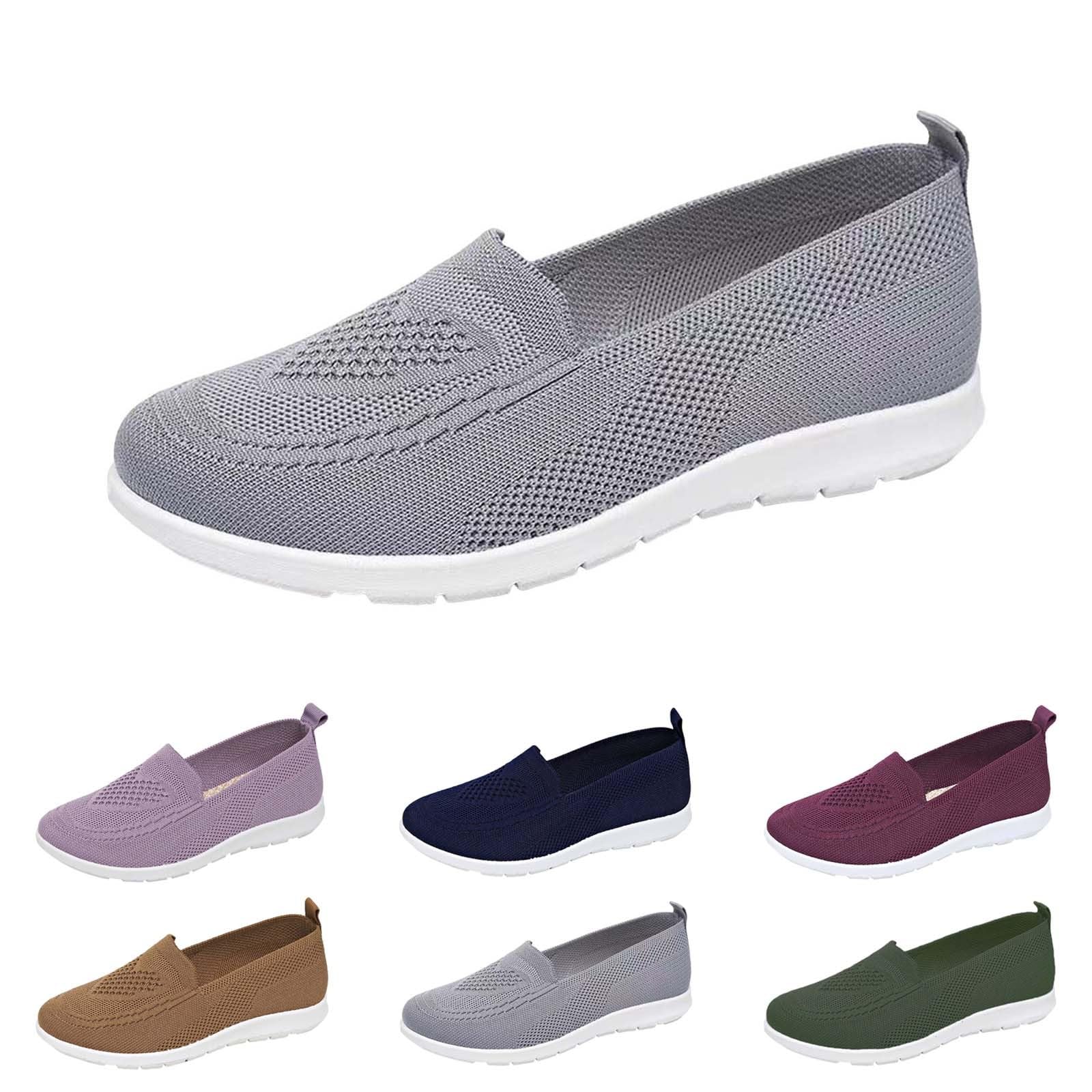 HOOUDO Zapatos Ortopedicos Mujer, Zapatos Deportivos Mujer, Zapatillas Sin Cordones Zapatillas Fascitis Plantar con Malla Cordones Antideslizantes Caminar Sandalias Deportivas
