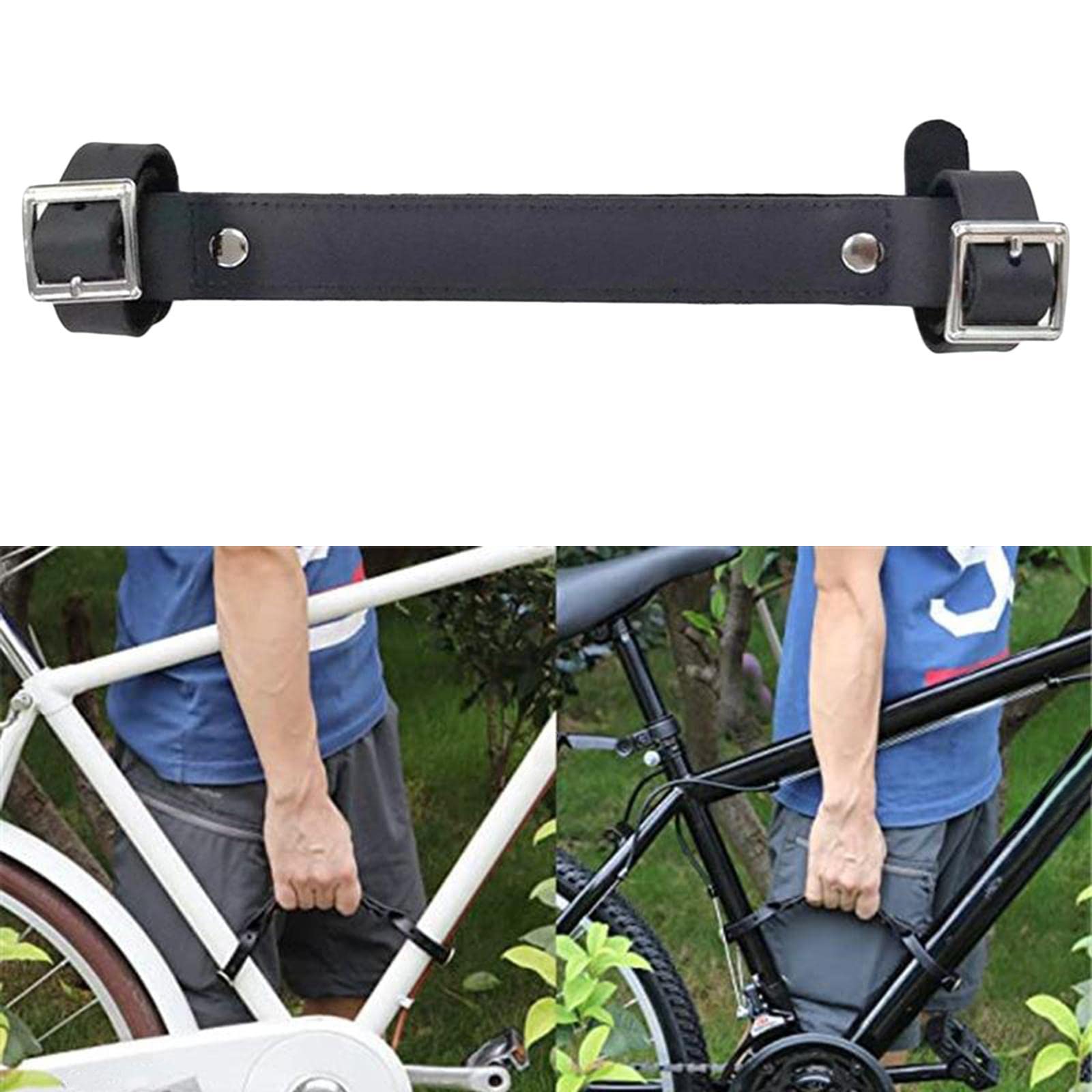 Guidon Vélo Avec Poignées Cuir – Sangles Transport, Pliable, Taille 22.5x2.8cm