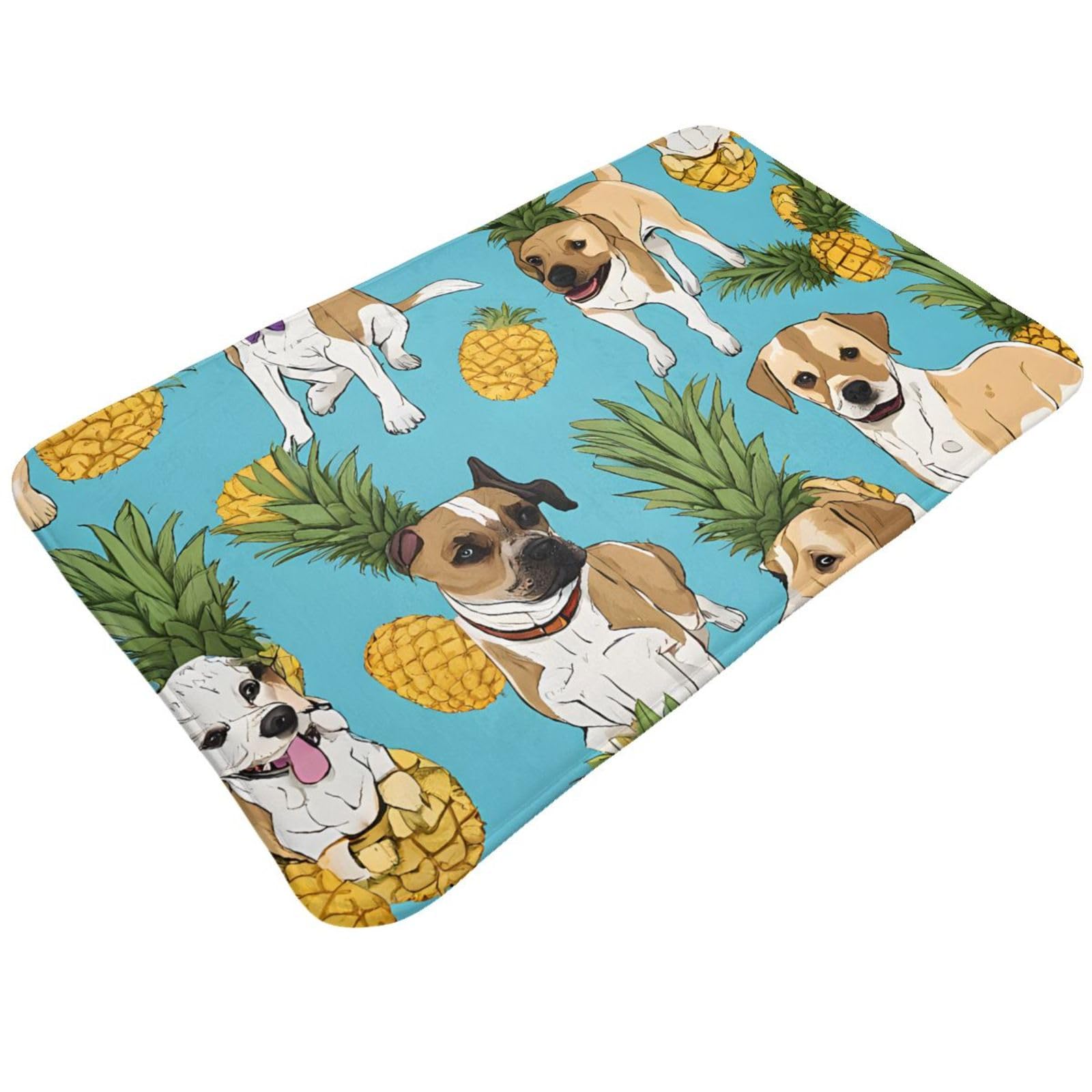 Chihuahua Dog Pineapple Print Living Room Bathroom Kitchen Anti Slip and Absorbent Carpet, Indoor Entrance Door Muddy Floor Mat, Ultra Soft Washable Carpet 21x31.5 Inches