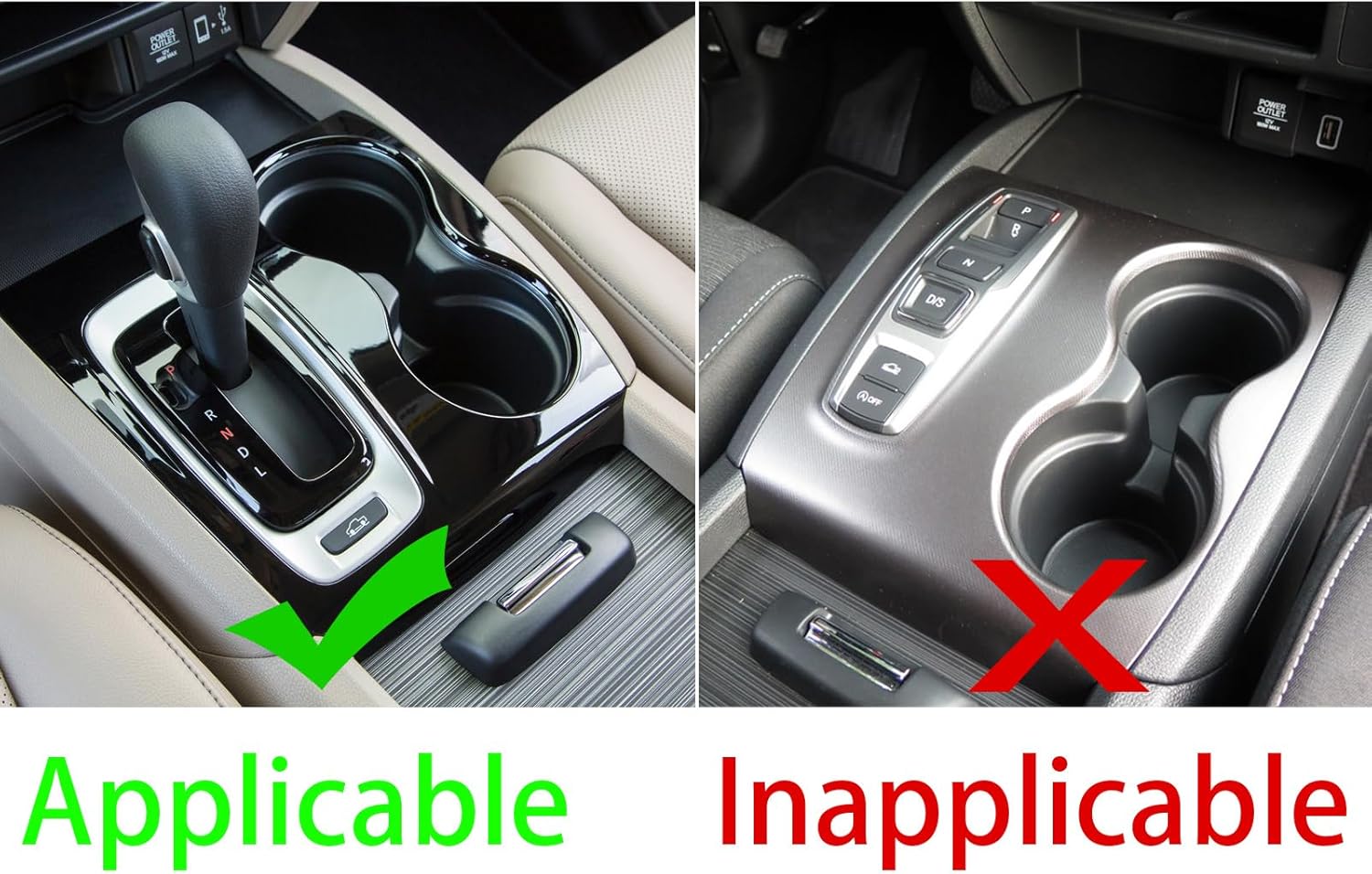 Gear Shift Panel Trim Stickers Compatible with Honda Pilot 2016-2020 / Ridgeline 2017 2018 2019 2020 Auto Interior Cover Center Console Cup Holder Protector Accessories Piano Black 6PC