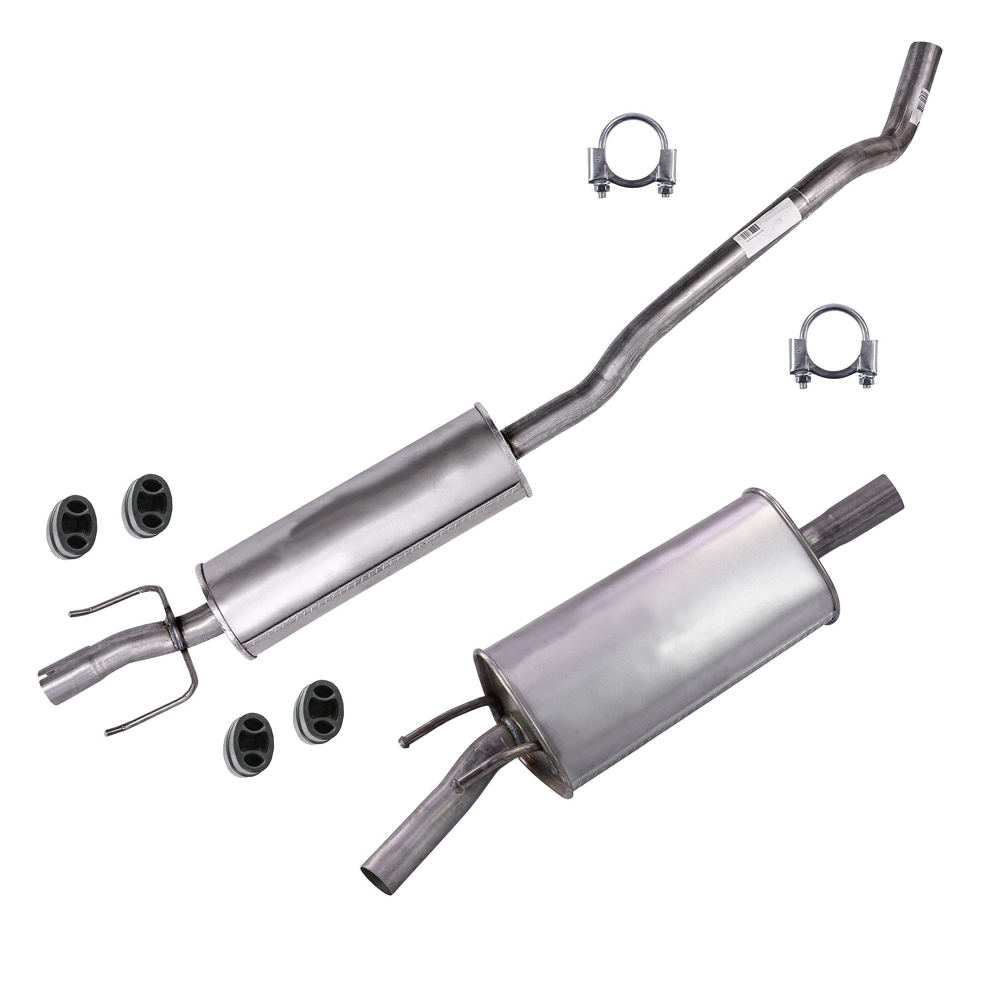 ATEC Germany Juego de silenciador de escape 1x Silenciador central, 1x Silenciador trasero, 2x abrazaderas, 4x parachoques compatible con OPEL CORSA B (S93), CORSA B box/hatchback (S93)