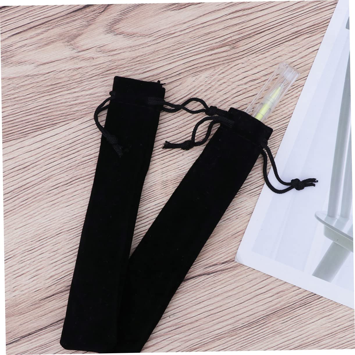 EXCEART 5Pcs Drawstring Pen Pouch, Black, 16X3CM - Image 4