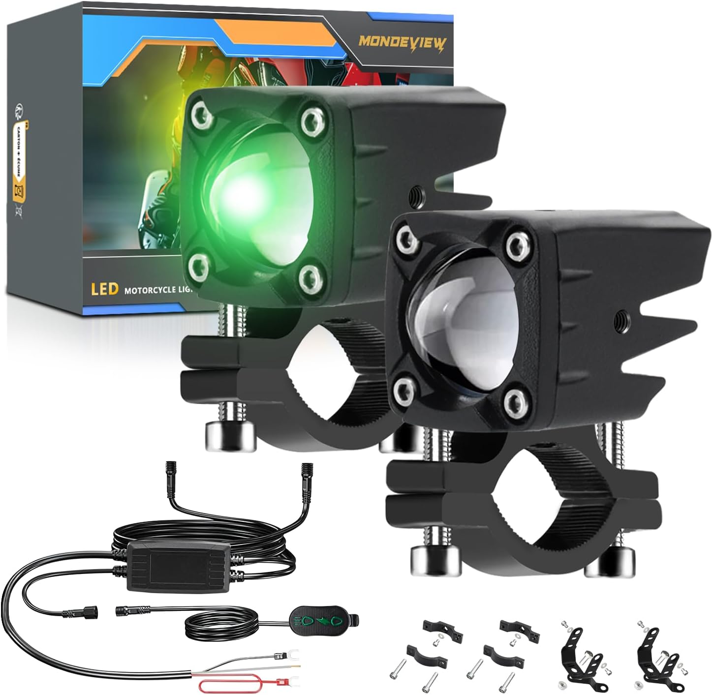 MONDEVIEW LED Motorcycle Auxiliary Light Kit