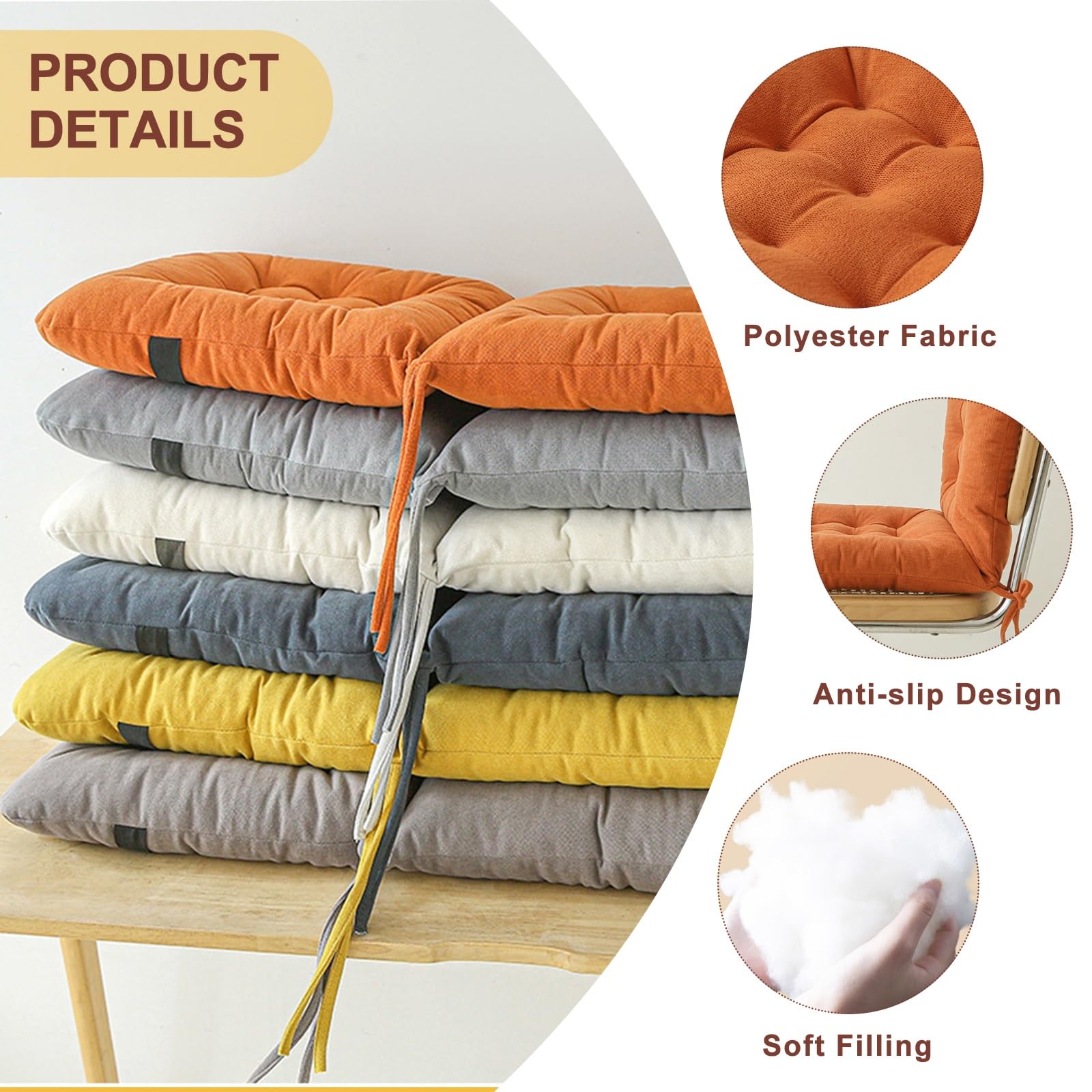 Comodi cuscini per sedie con schienale, antiscivolo, per interni ed esterni, 40 x 80 cm, con cinghie, per casa, giardino e cucina, ed eleganti