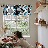 Vista 6 de Cenefas geométricas irregulares para ventanas, cenefas geométricas de cocina con bolsillo para barra, cenefa corta para ventana, cenefa para cocina