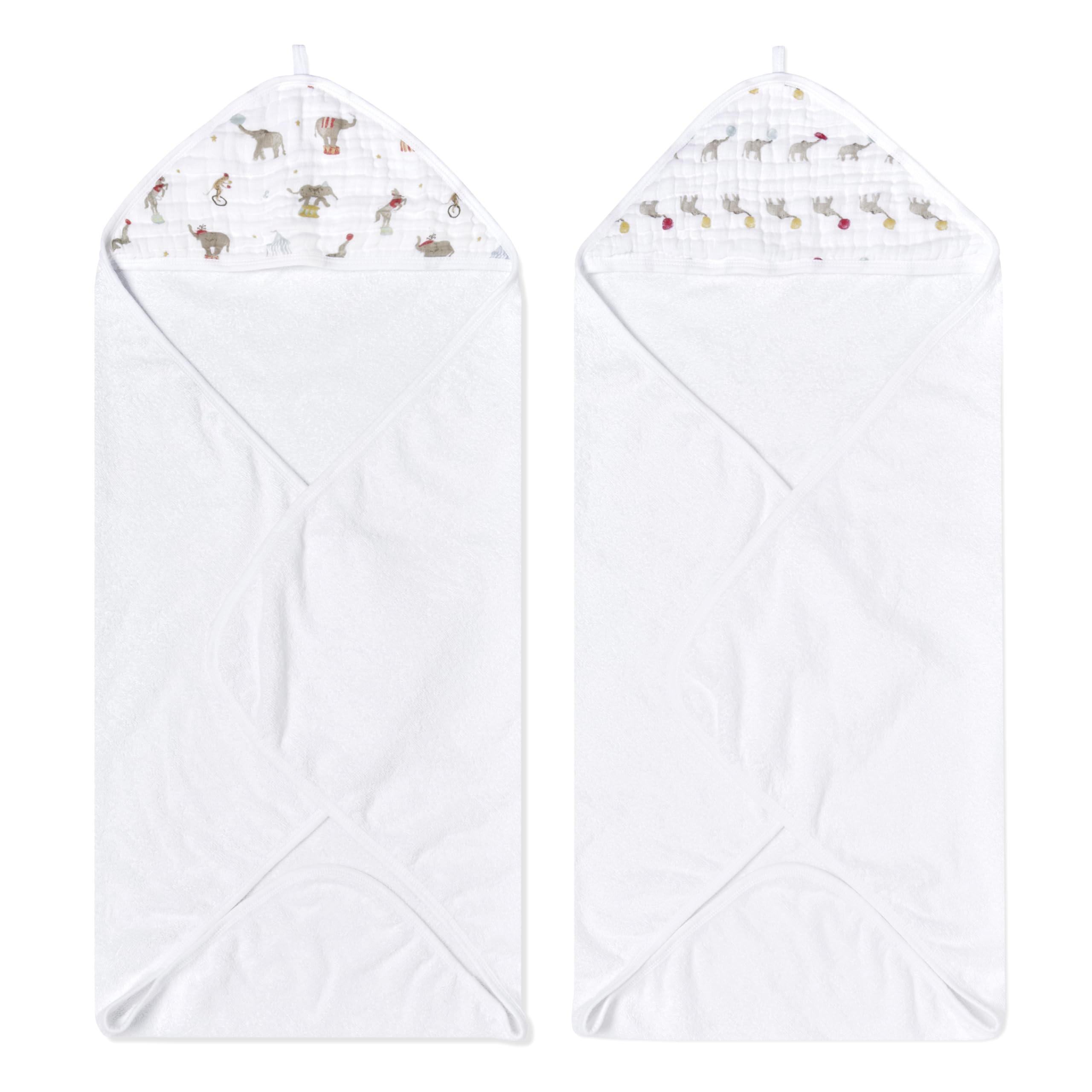 Aden + Anais - Essentials Pack of 2 Hooded Towel - Elephant Circus