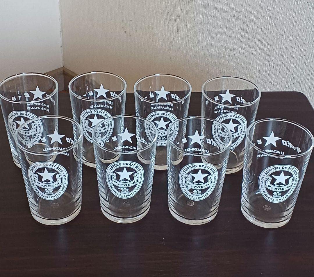 Amazon | 昭和レトログラス 8個セット サッポロビール | ノーブランド  