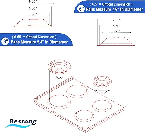 Miniatura 5 de Moldes de goteo Chrome Range compatibles con GE, Hotpoint y Kenmore Electric Stove - Reemplazo para WB31T10010, WB31T10011 (paquete de 4, 2 piezas