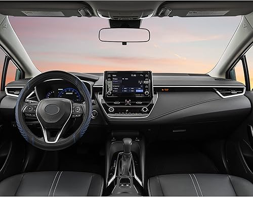 Miniatura 64 de West Llama Funda personalizada para volante de automóvil para Toyota Tacoma, 4Runner, Tundra, Sequoia, 15.5-16 pulgadas (negro + azul, tamaño grande)