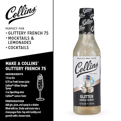 Miniatura 9 de Collins - Jarabe simple, jarabe simple clásico, sabores de agua de soda para cócteles, jarabe antiguo, 12.7 onzas, juego de 1