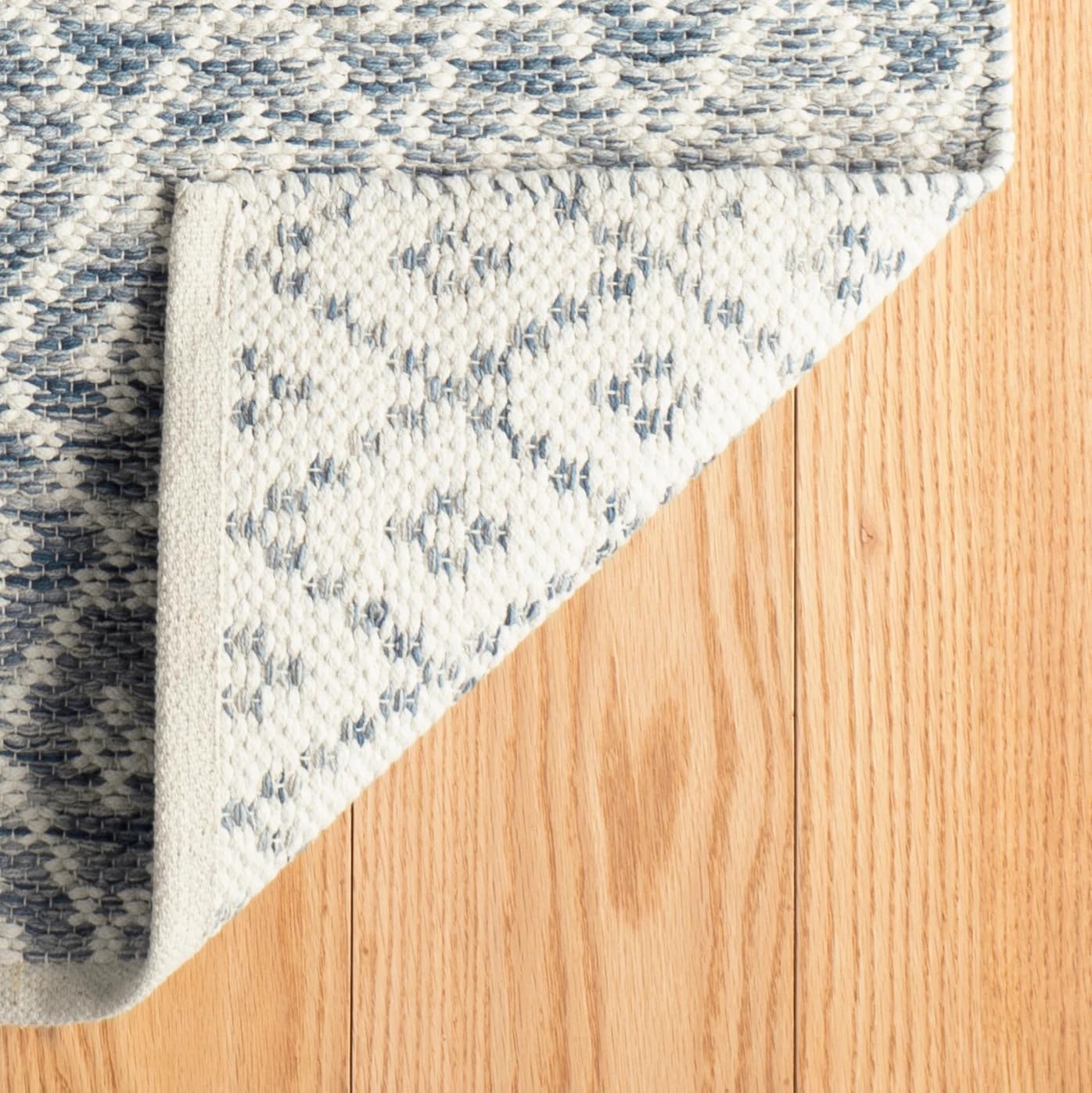 Dash & Albert Melange Diamond Blue Handwoven Cotton Rug, 8.5 X 11.5 Feet, Blue Geometric Pattern