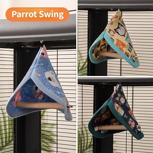Bird Bed Blanket Parrot Nest Snuggle Hut for Cage Accessories,Parakeet Warm House Hanging Tent Bed Hammock Wood Stand Perch Swing Toy for Cockatiel Lovebird Cockatoo (Beige)(Beige)