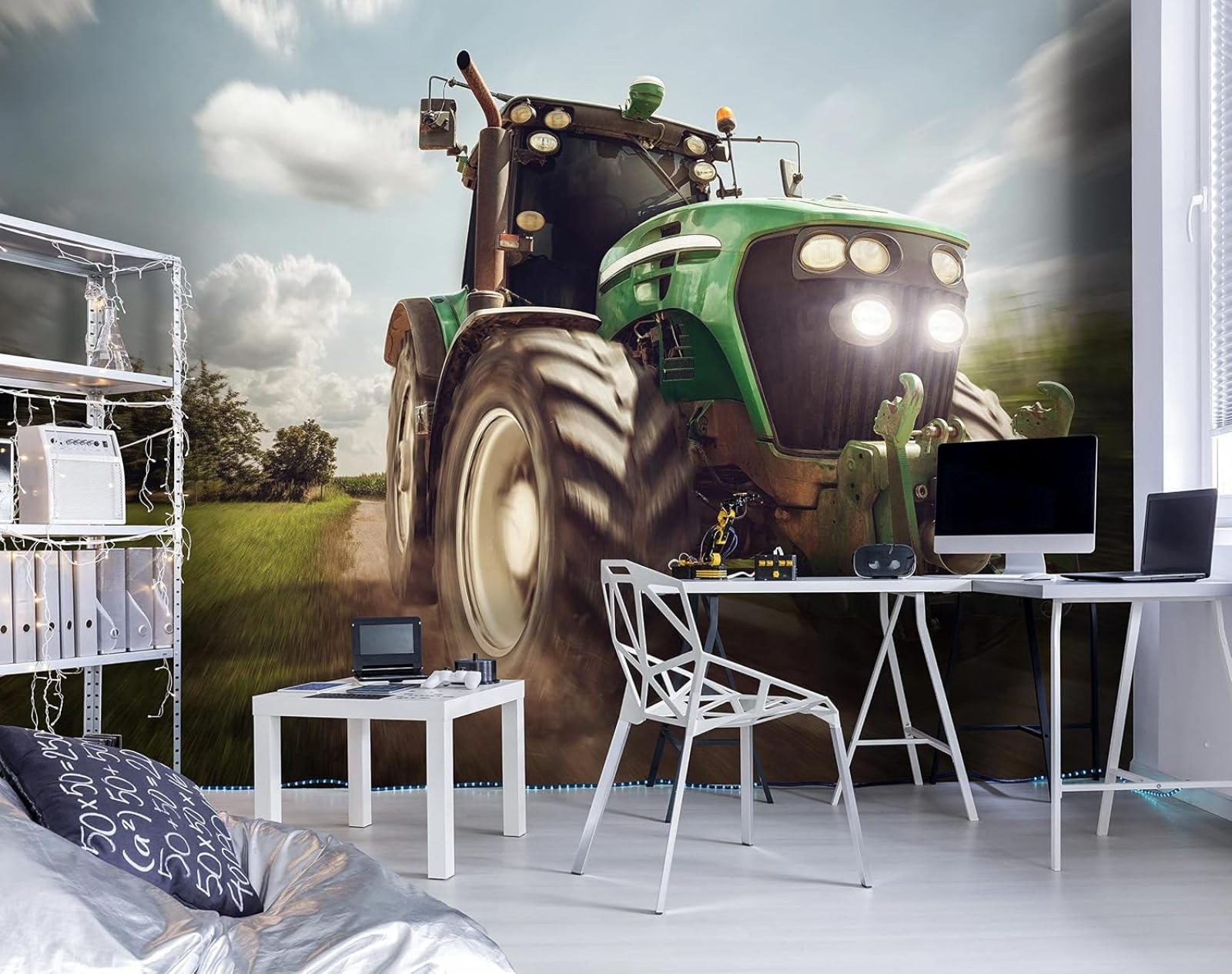 Kfjhgbdshhj 3D Mural Photo Mural-Wallpaper Tractor - For Living Room Bedroom - 3D - Village,350Cmx256cm Poster - Wall Sticker - Frameless Picture