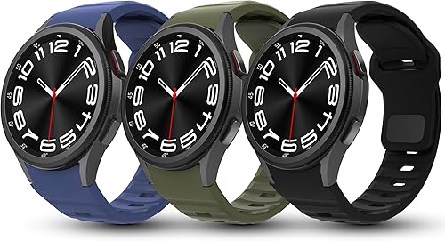 Paquete de 3 correas resistentes sin huecos compatibles con Samsung Galaxy Watch 6 5 4 de 1.575 pulgadas, 1.732 pulgadasGalaxy Watch 6 Classic de