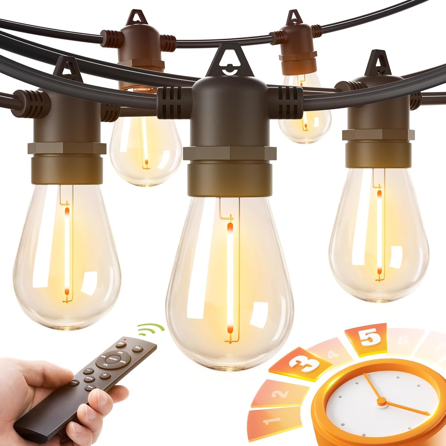 addlon 100FT LED Outdoor String Lights, Remote Dimmable Patio Lights with Timer & 3 Lighting Modes, 32 Shatterproof Edison Bulbs, Waterproof Connectable String Lights for Outside Backyard Porch Party addlon 100FT LED Outdoor String Lights, Remote Dimmable Patio Lights with Timer & 3 Lighting Modes, 32 Shatterproof Edison Bulbs, Waterproof Connectable String Lights for Outside Backyard Porch Party