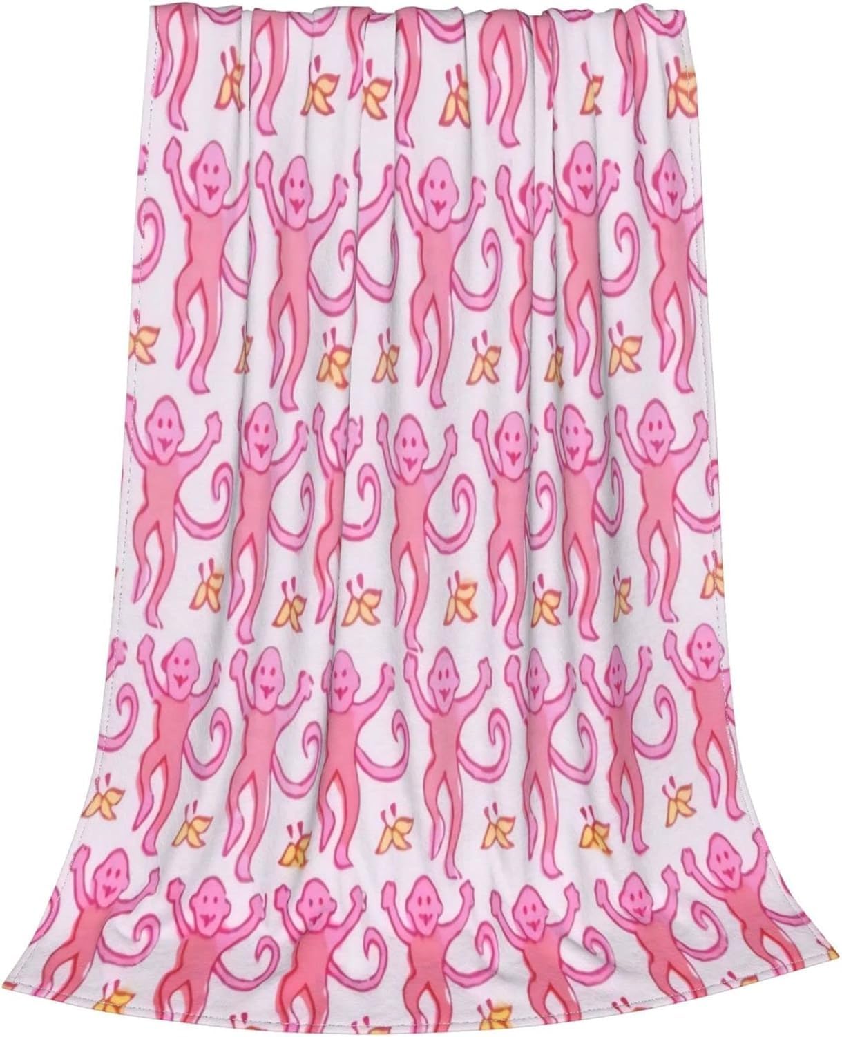 Monkeys Lightweight and Comfortable Ultra-Soft Warm Micro Fleece Bed Couch Living Room Blanket (Pink, 50"x40")