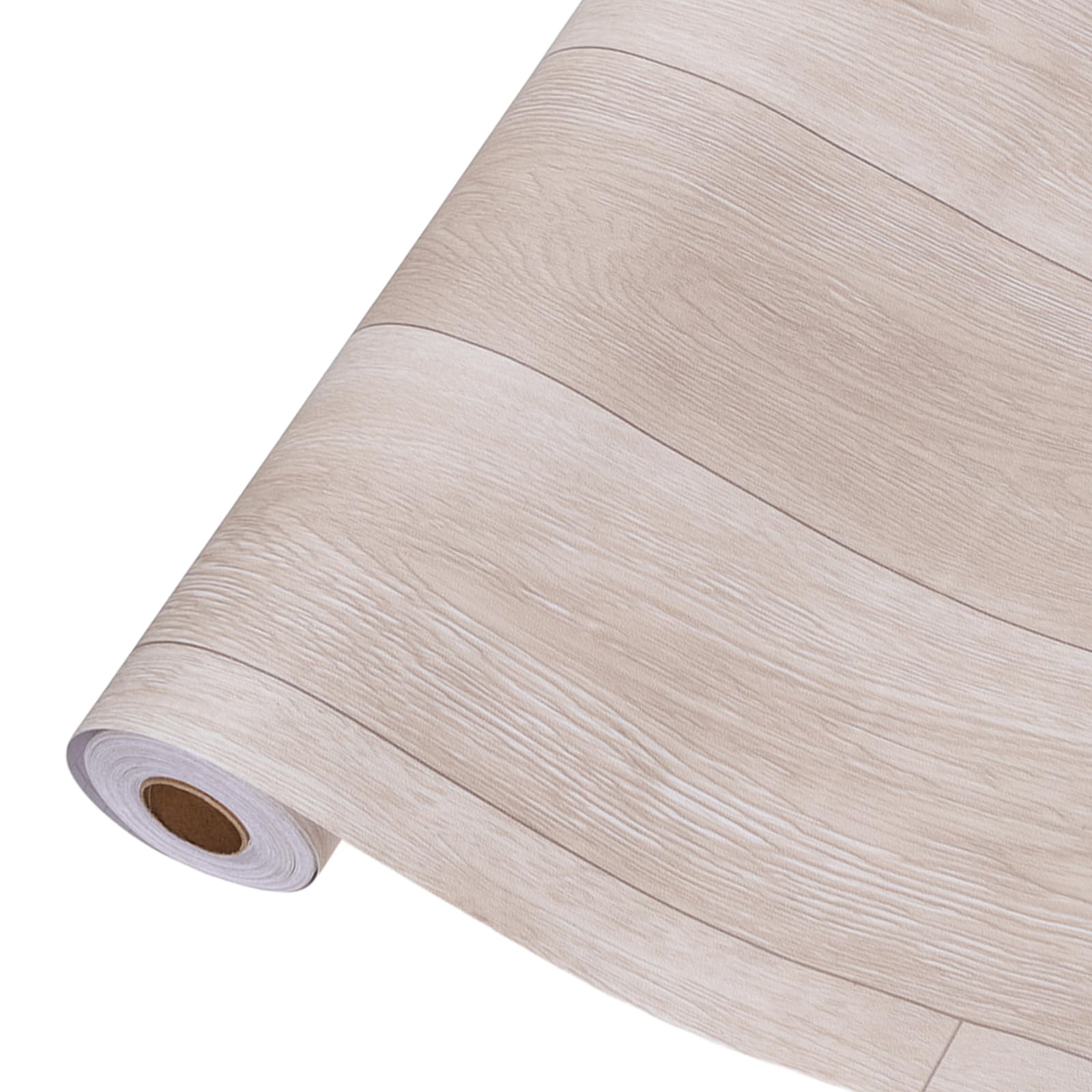 Rotolo di vinile Peel and Stick, 23,6 x 393,7 cm, colore beige chiaro, con venature del legno, impermeabile, autoadesivo, per soggiorno, ufficio, cucina