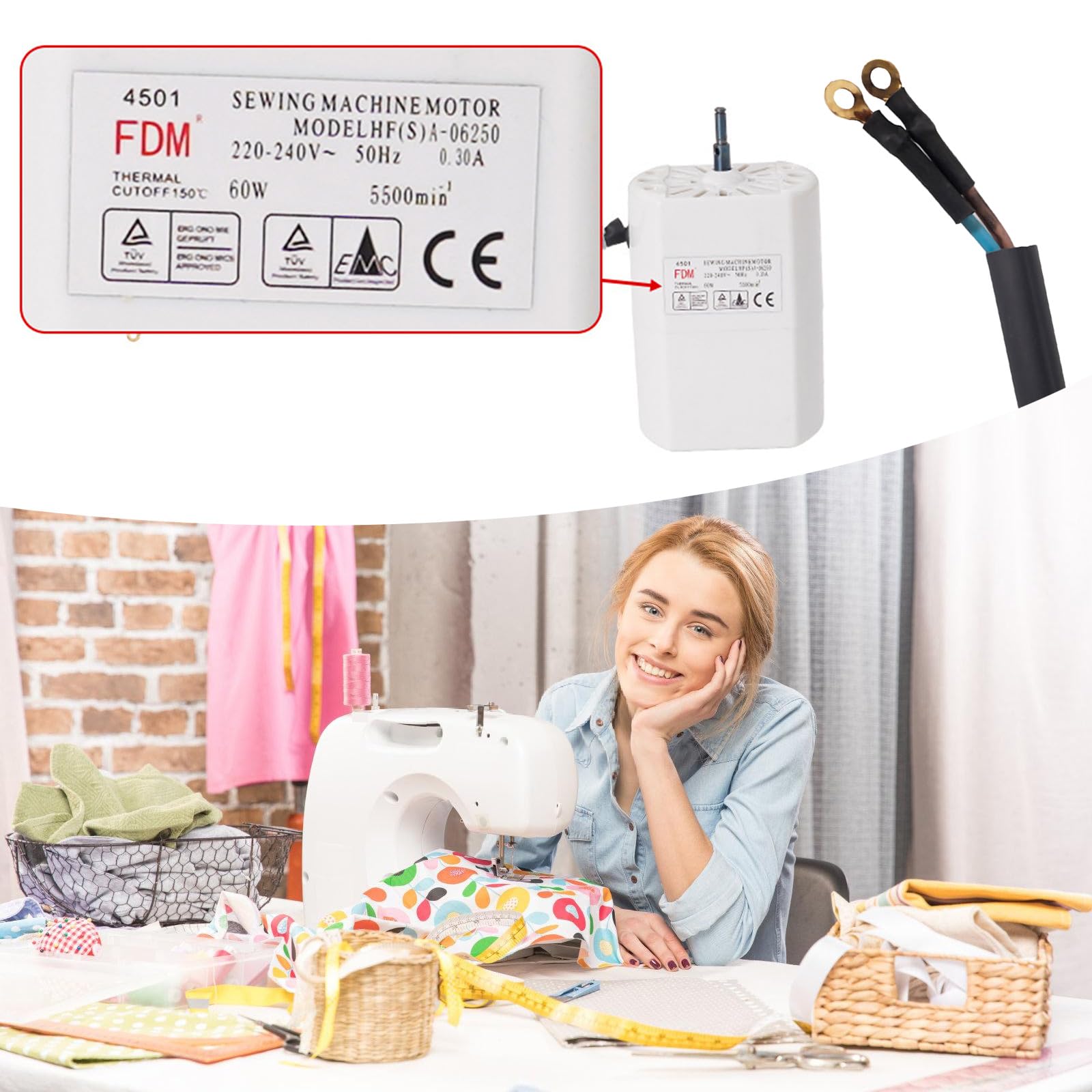 Motore elettrico per macchina da cucire, 60 W, 220 V-240 V, ricambio