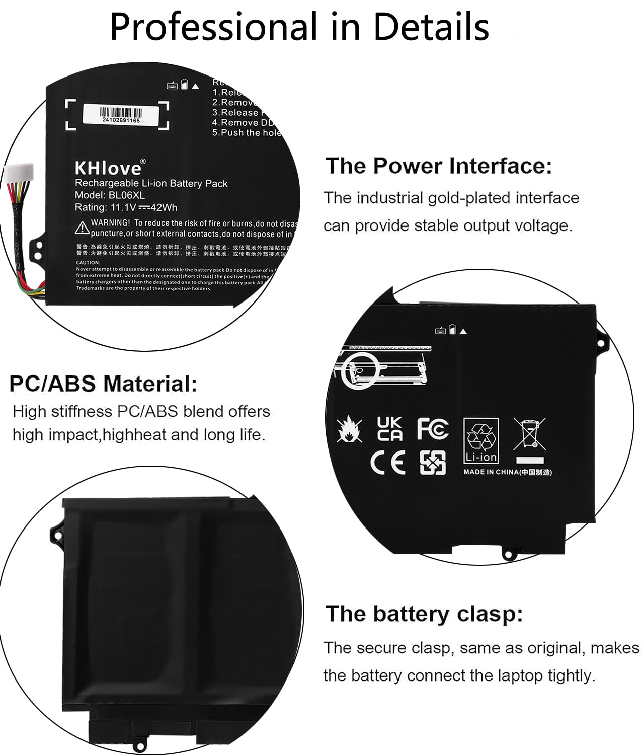 42Wh BL06XL Batteria per HP EliteBook Folio 1040 G1 1040 G2 Series BL06042XL BLO6XL HSTNN-IB5D 722236-171 722236-1C1 722236-271 722236-2C1 722297-001 722297-005 HSTNN-DB5D W02C Battery