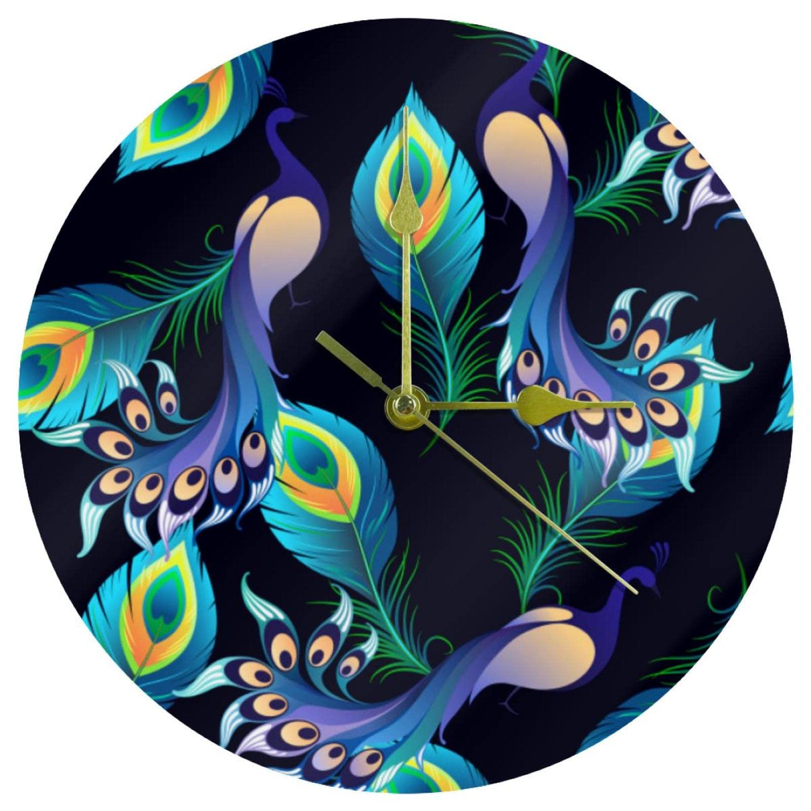Horloge murale acrylique plumes de paon 24 cm pour en finir avec le tic-tac