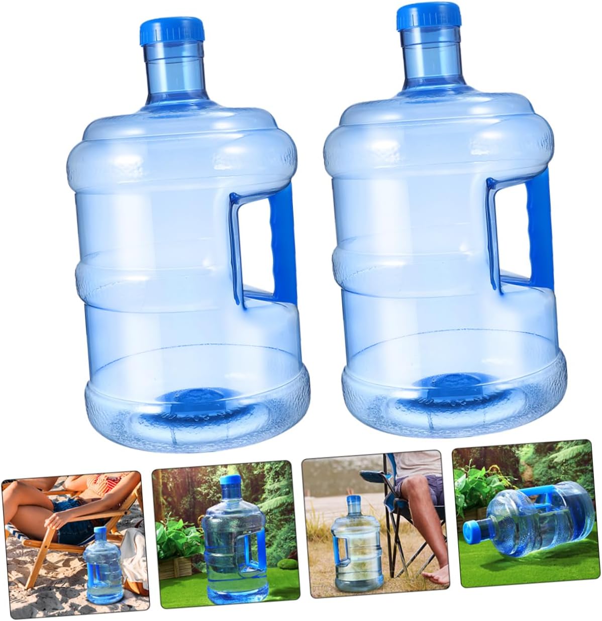 2Pcs Thick Portable Water Container Handle Large Mineral Water Jug for Camping and Outdoor Activities Sturdy PET Storage Bucket