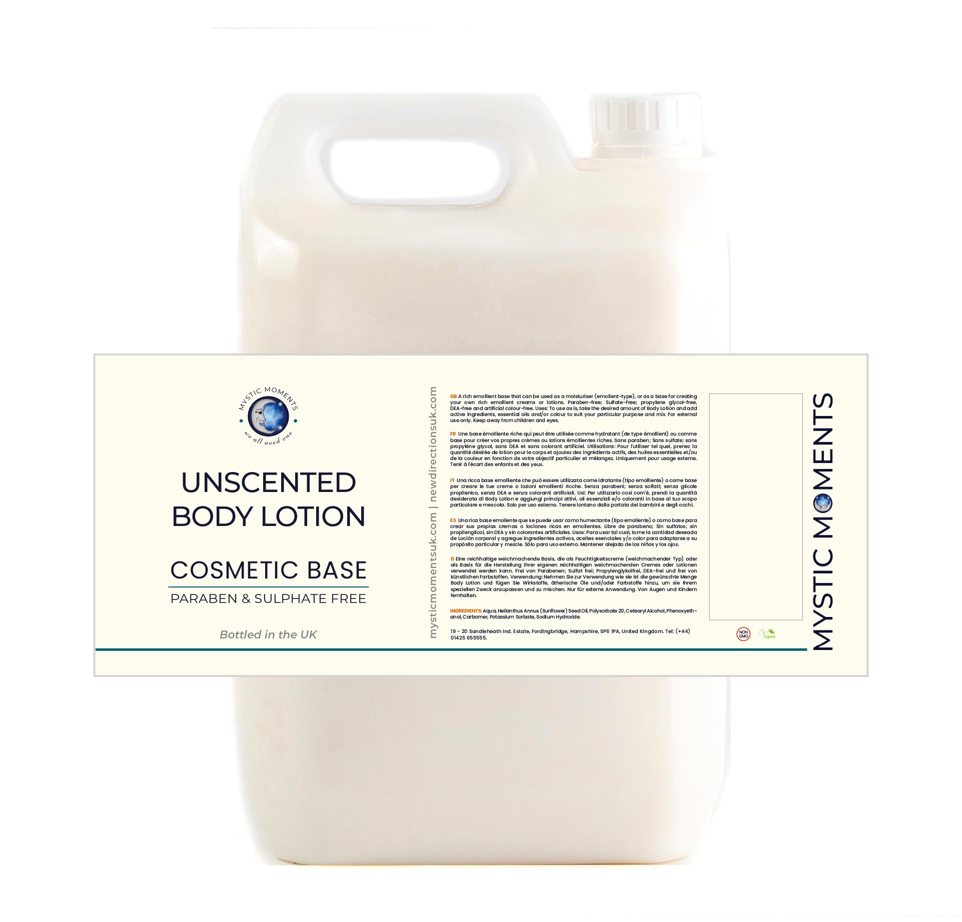 Mystic Moments Cream | Body Lotion Base - Natural - Unscented - 5Kg