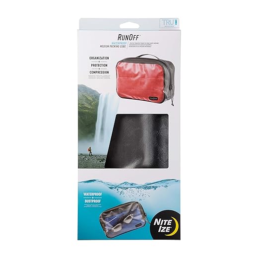 Nite Ize RunOff Waterproof Packing Cube - Waterproof Packing Cube for Travel - Dry Travel Bag with Compression - Charcoal, Medium