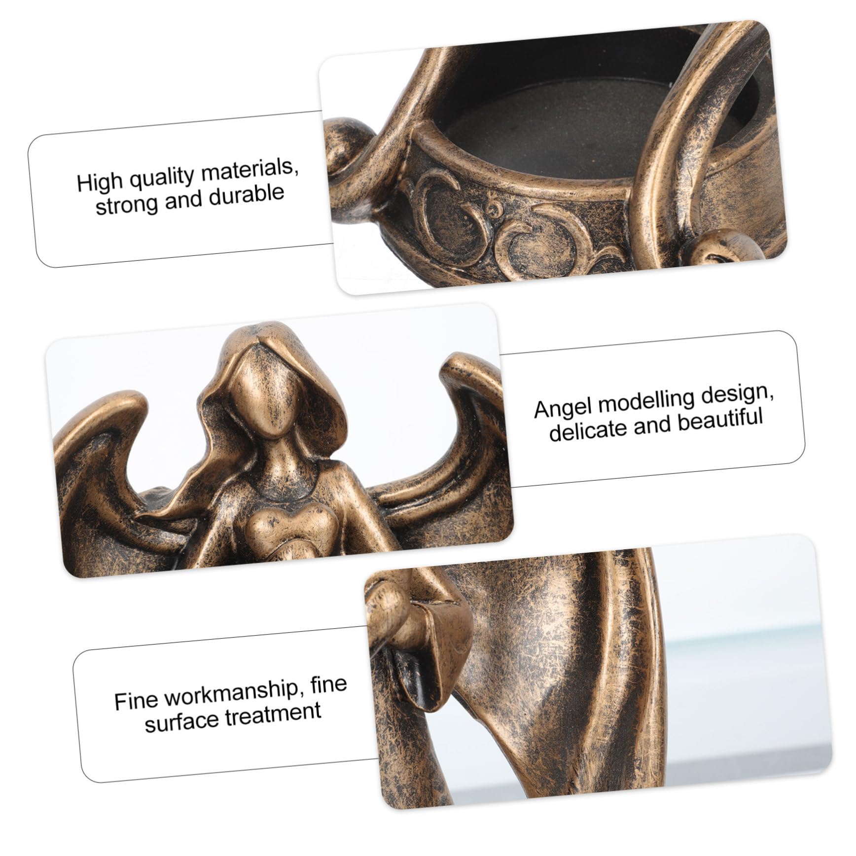 Cabilock Bougeoir Ange Résine avec Bougie Factice Objet de Décoration pour Maison Intérieure
