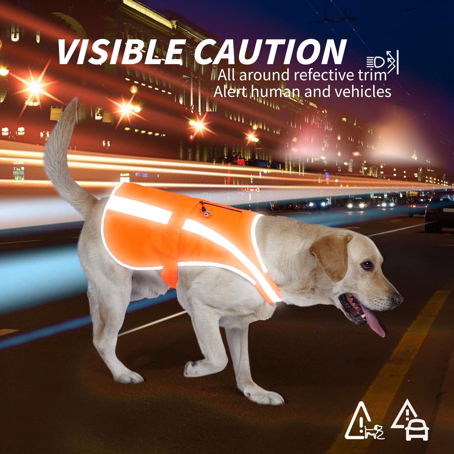 Chaleco reflectante para perro, chaleco de seguridad con cremallera, campana de alerta para perro y chaqueta de alta visibilidad para perro para mantener al perro a salvo de caza, entrenamiento y