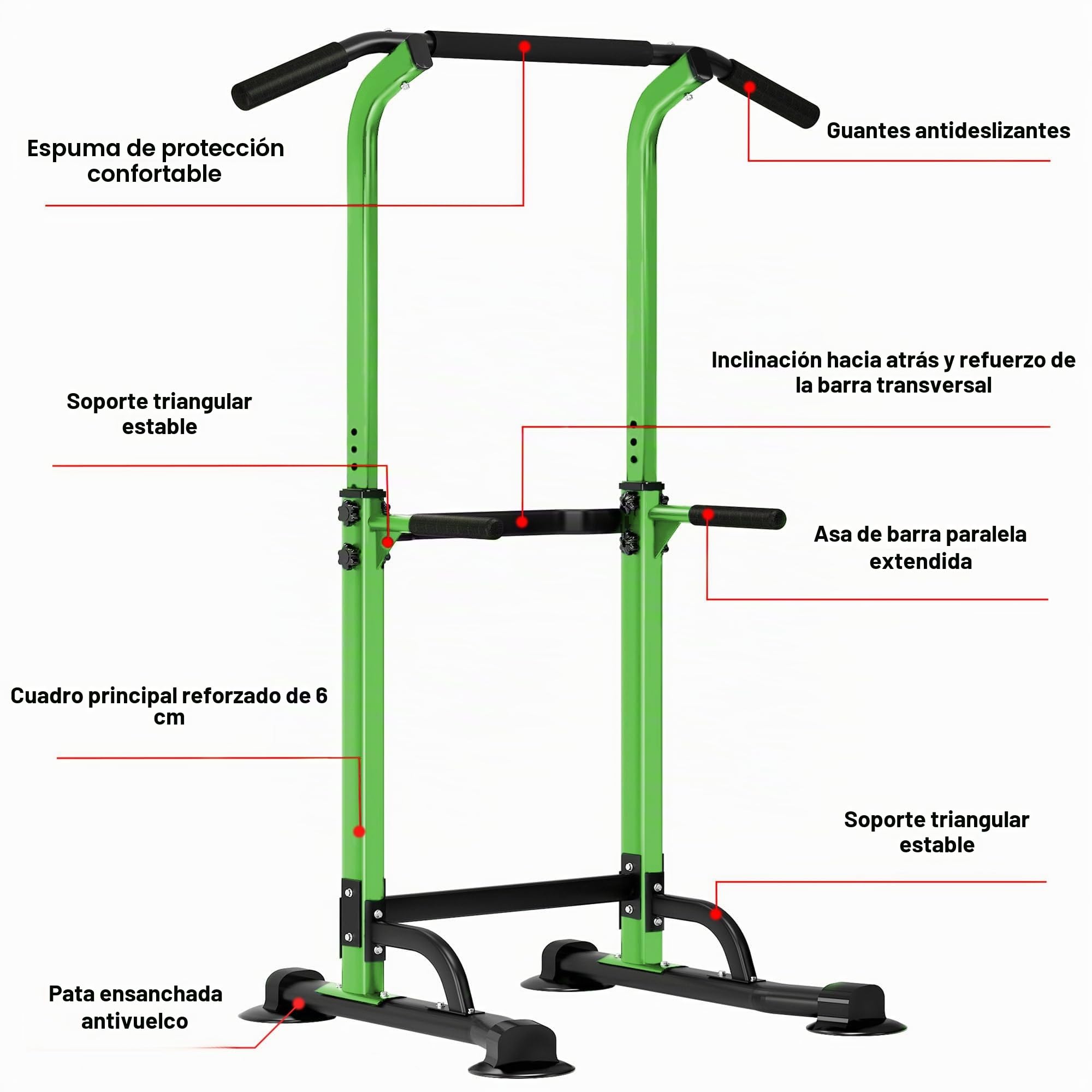 SogesHome Power Tower Estación de Dominadas Barra de dominadas para Gimnasio en casa, Gimnasio, estación de inmersión, Altura Ajustable, Entrenamiento Corporal