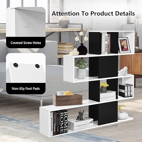 Miniatura 9 de Estantería moderna, estantería escalonada con estantes abiertos, estante de almacenamiento en cubo, estante de exhibición de 5 niveles, estantería