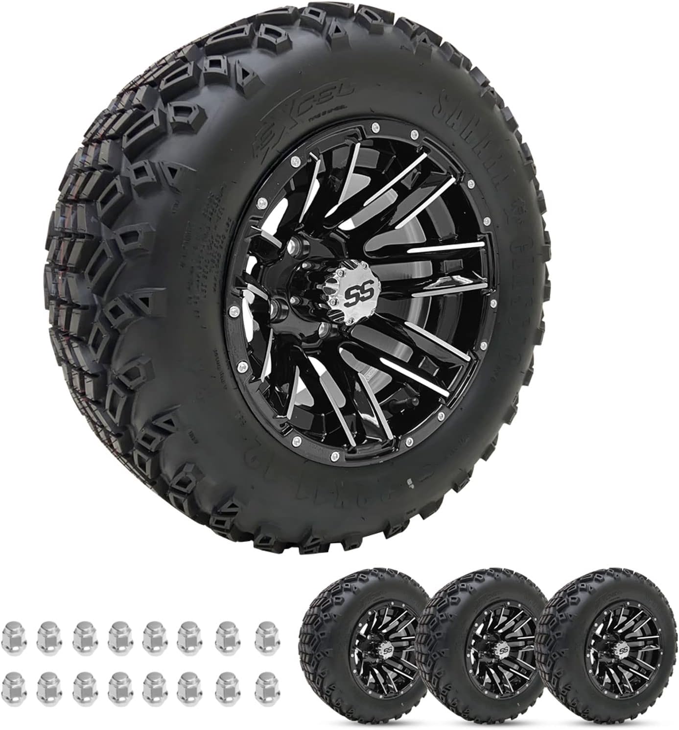 ProFormX Sledge 12" Golf Cart Wheels and Tires Combo