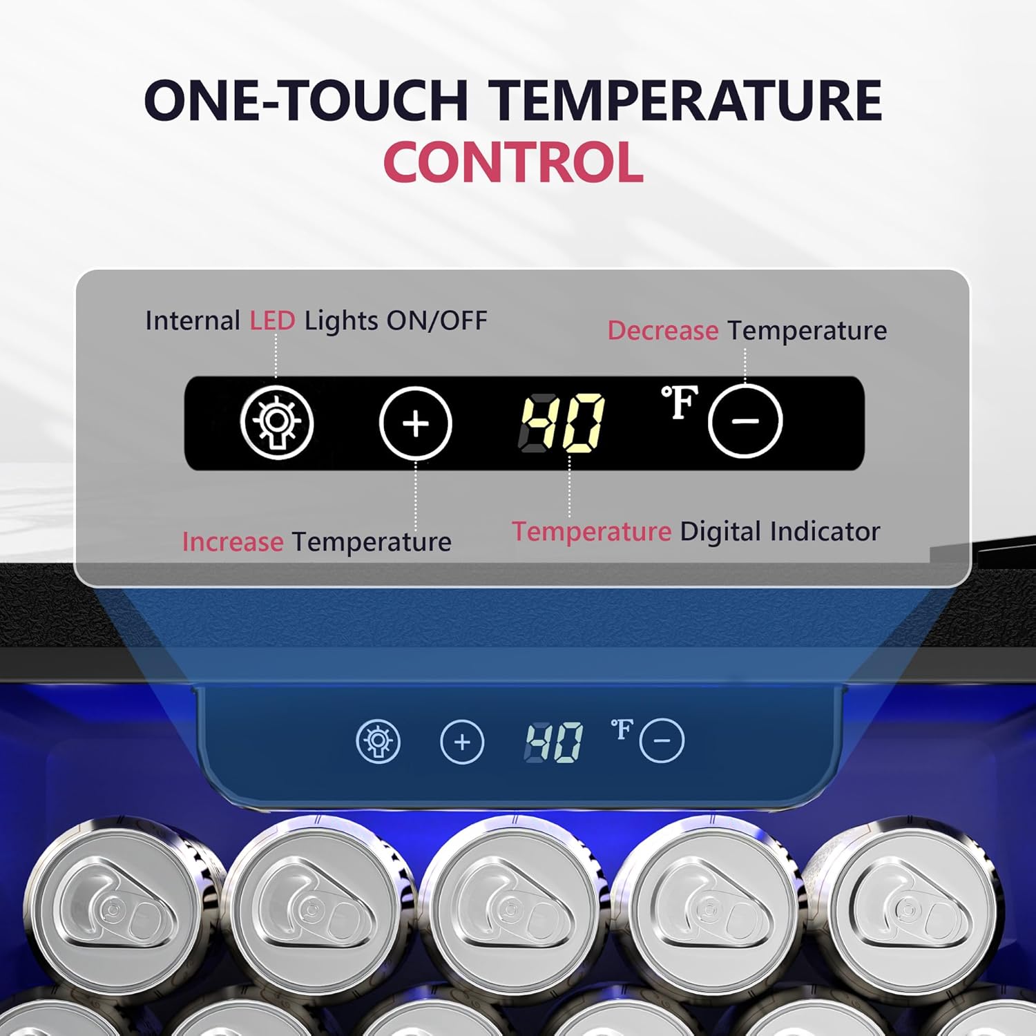 Beverage Refrigerator Cooler, 16 Bottle 68 Can Mini Fridge with Glass Door, Wine Beer Freestanding Drink Fridge, Digital Temperature Control & Adjustable Shelves for Home Office, 1.7 cu.ft