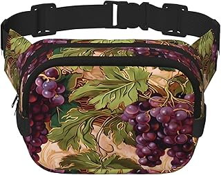 Vintage Grape Leaves Funny Pack Waist Pack for Women Men, Double Layer Pack for Workout Running Travelling