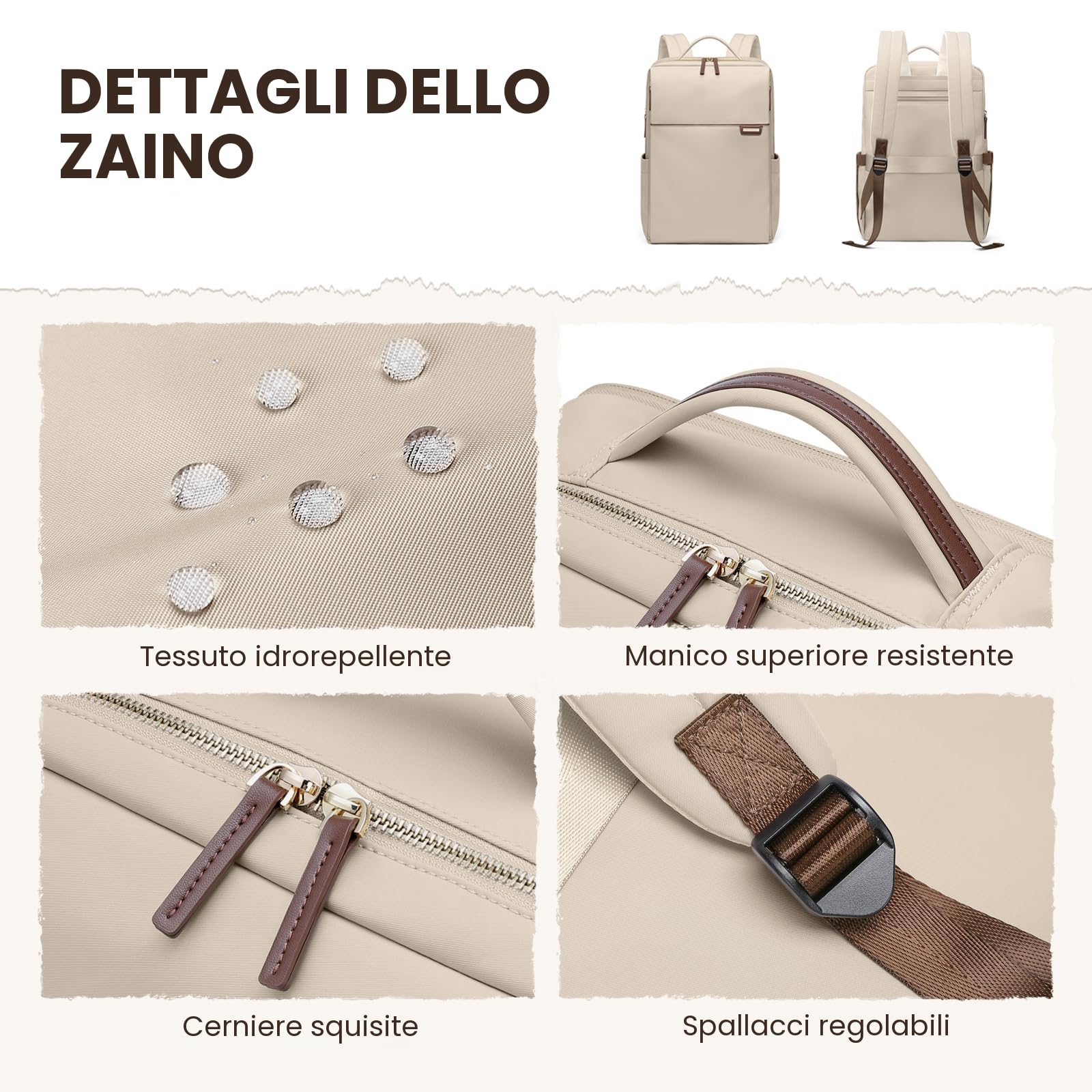 Zaino da Viaggio 16 Pollici Borse da Cabina per Ryanair Bagaglio a Mano Zaino Borsa, Zaino da Trekking Uomo, Zaino Casual per Laptop per Scuola,Albicocca