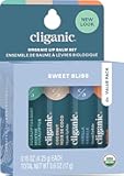 Cliganic Organic Lip Balm Set - 4 Flavors - Natural Hydrating for Cracked & Dry Lips