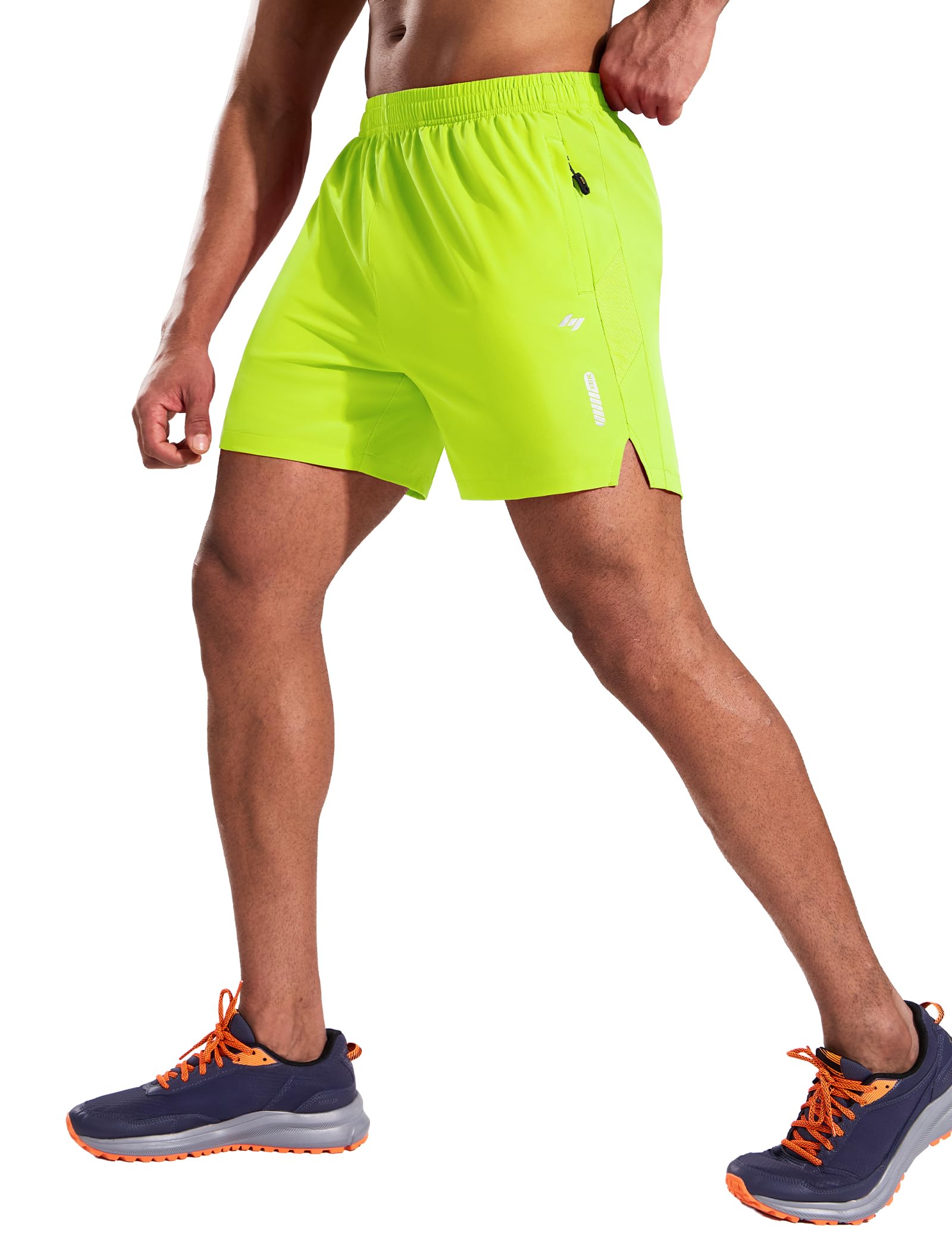 MIER Pantaloncini da corsa da uomo con cucitura interna da 12,7 cm, con tasche con cerniera, ad asciugatura rapida, per atletica, palestra, allenamento, senza fodera, leggeri