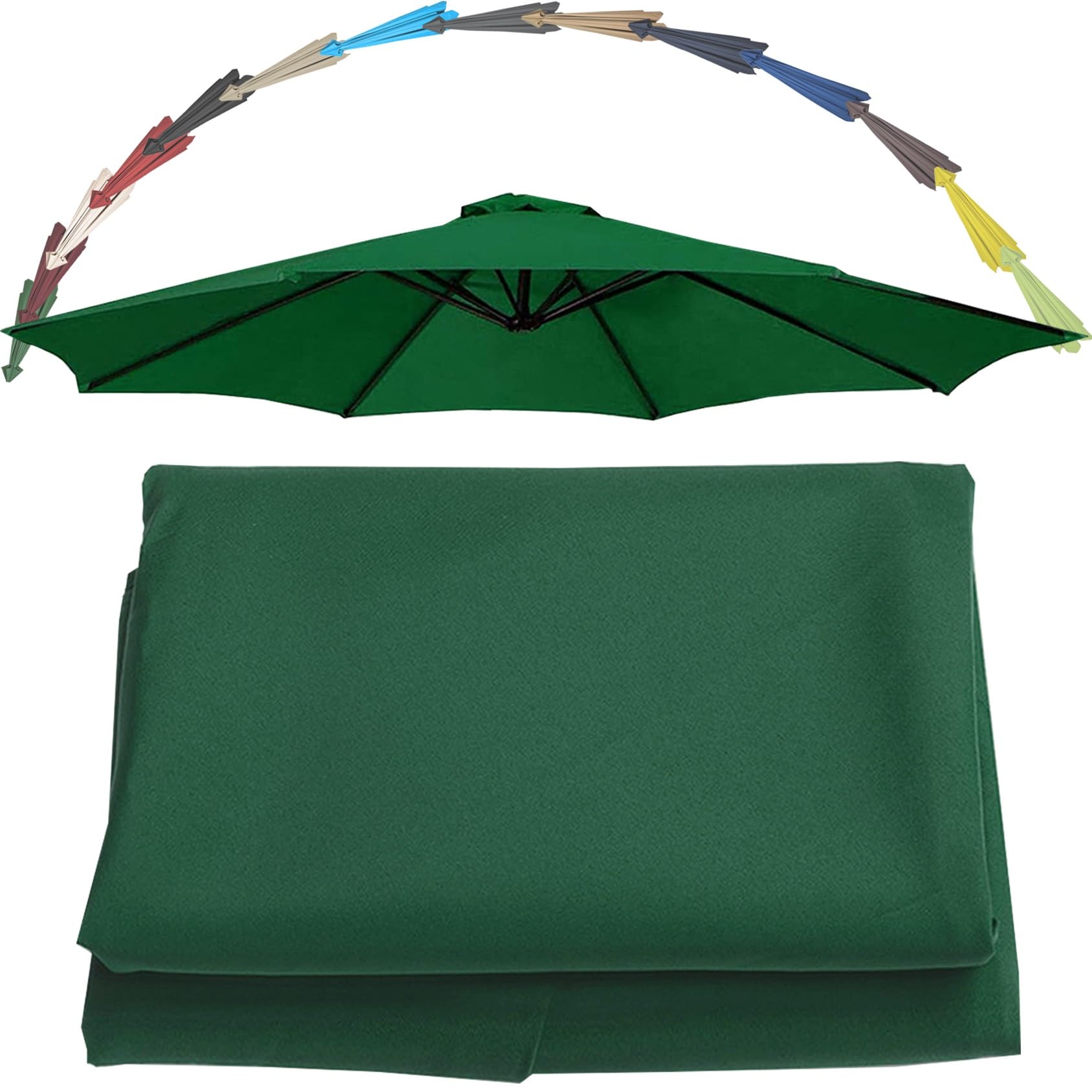 Replacement Parasol Canopy UV 30+ Protection For Garden Umbrella Umbrella Replacement Cloth Cantilever Parasol Replacement Top Fabric Cover 6/8 Ribs Patio Replacement Parasol Cover(Color:Dark green,Si