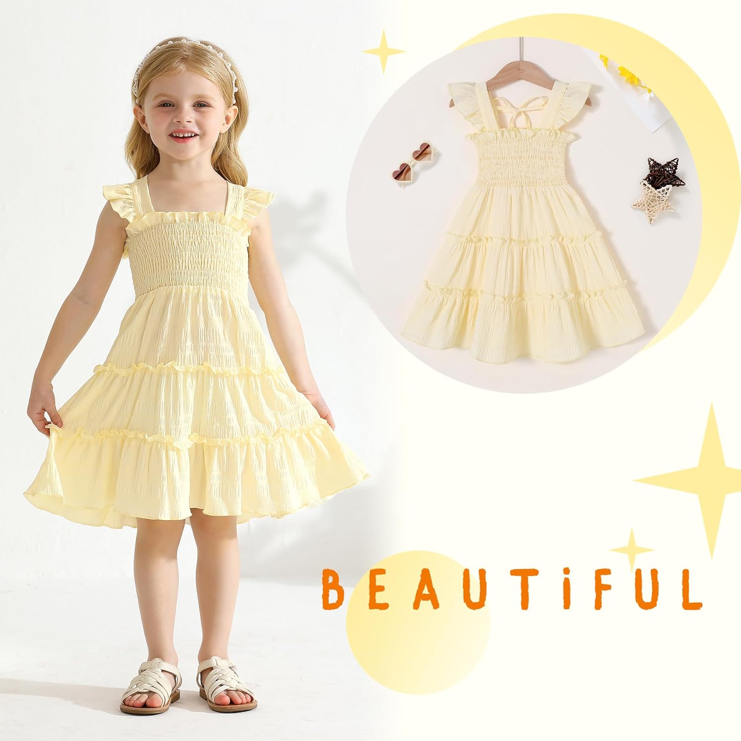 YOUNGER TREE Toddler Girl Dress Kids Sleeveless Ruffle Dresses for Girls Summer Outfits Beach Sundress - Image 2