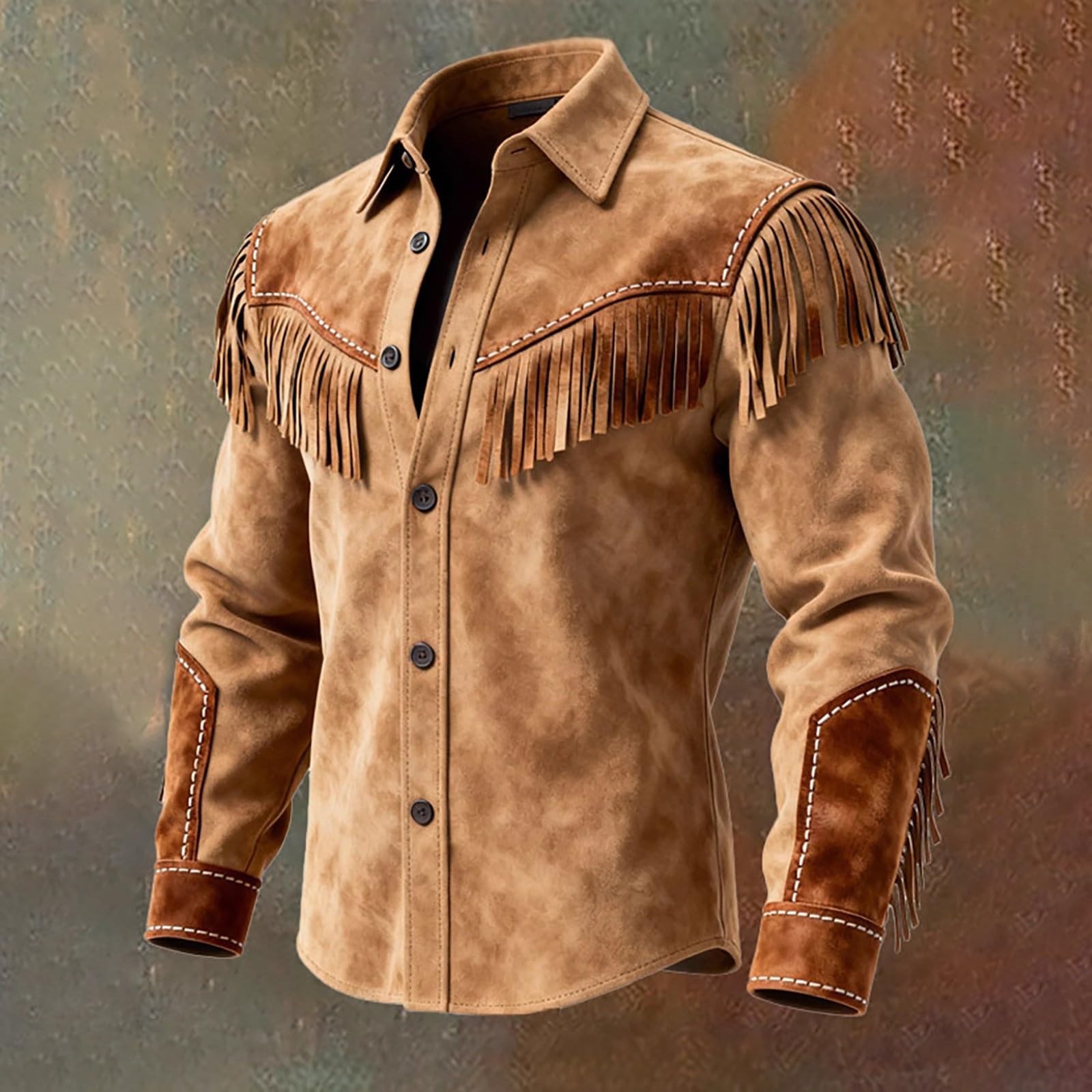 70 Jahre Disco Kleidung Herren,Herren Umlegekragen-Hemd Western Stil mit Knopfleiste lässigem Fransendetail für modische Oberteile