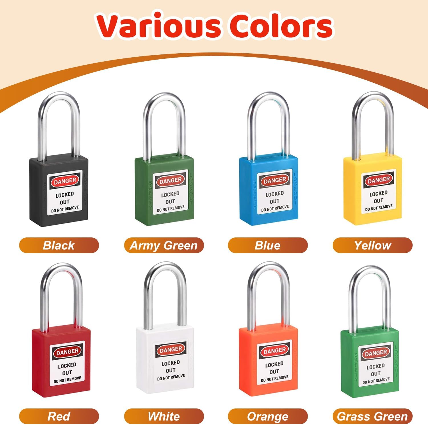 MroMax Lockout Tagout Lock, Safety Padlock Keyed Alike, Loto Security Steel Shackle White Padlock for Lock Out Tag Out 3Pcs