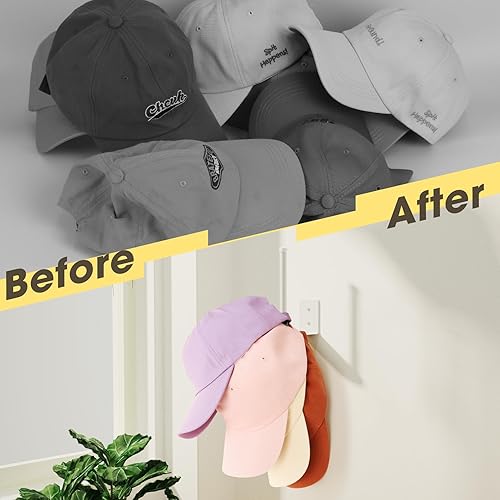 Miniatura 7 de Paquete de 2 Percheros para Gorras de Béisbol, Organizador de Sombreros de Acero Inoxidable para Gorra de Béisbol, Organizador de Almacenamiento de